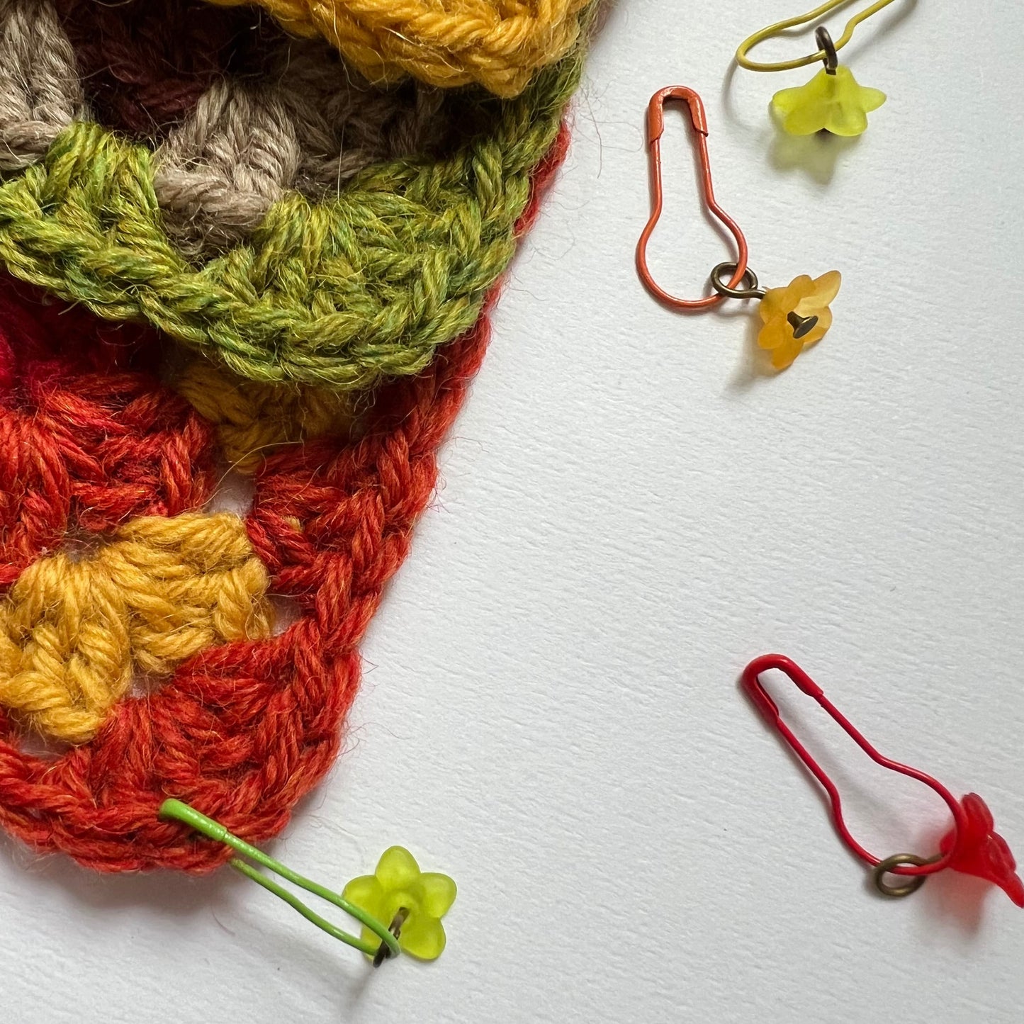 Crochet and Knitting  Stitch Markers - Rainbow Flower Set