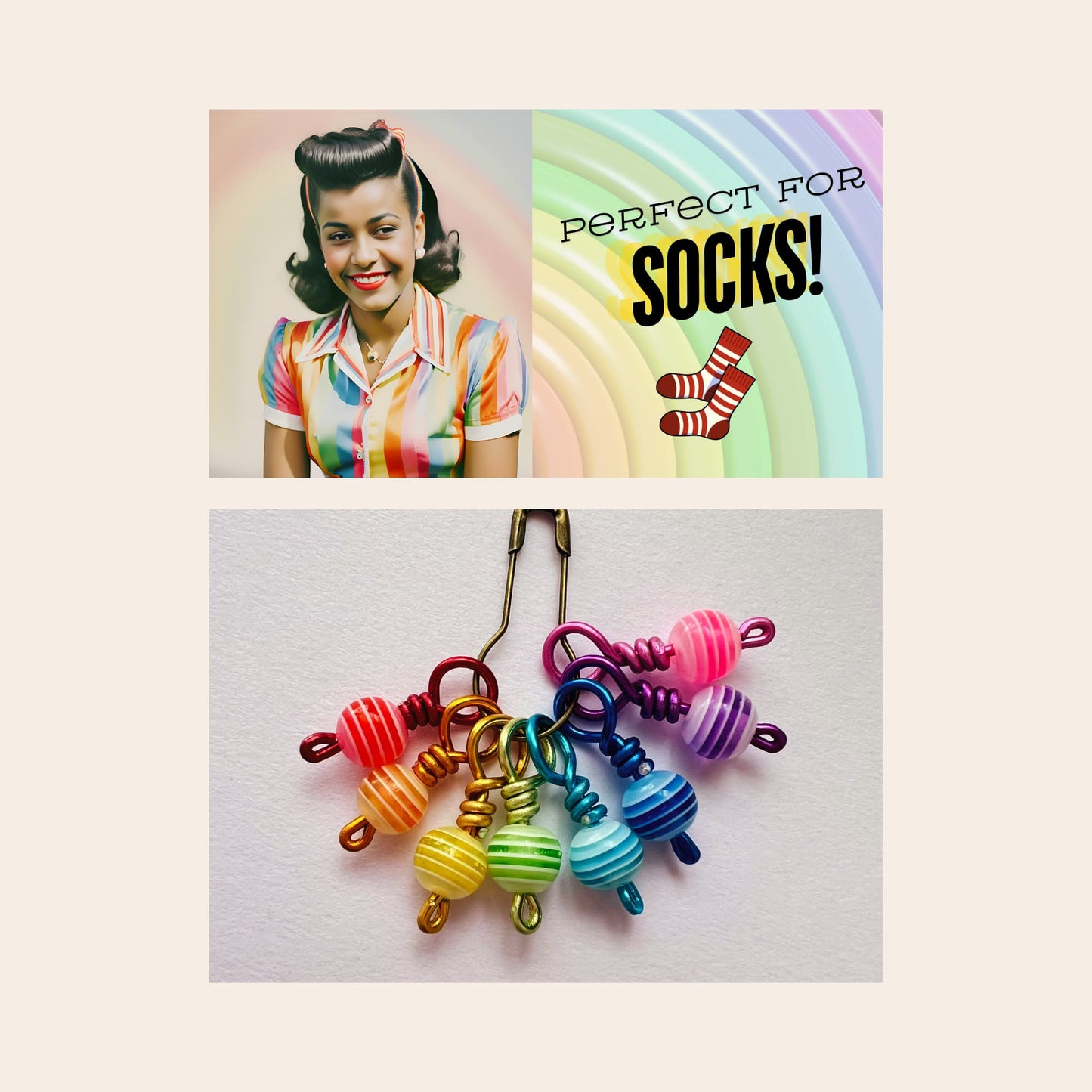 Sock Knitting Stitch Markers - Stripe Pops