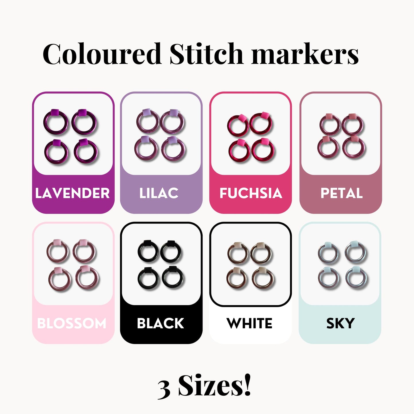 Stitch Markers for Knitting - 16 Colour Choices!