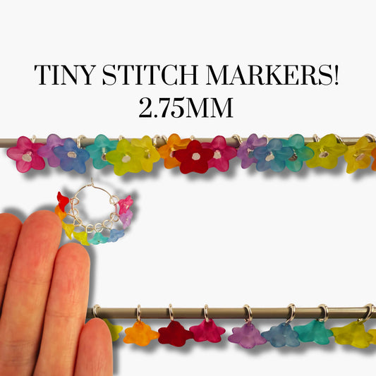 Stitch Markers for Sock & Lace Knitting , snag free - Teeny Flowers