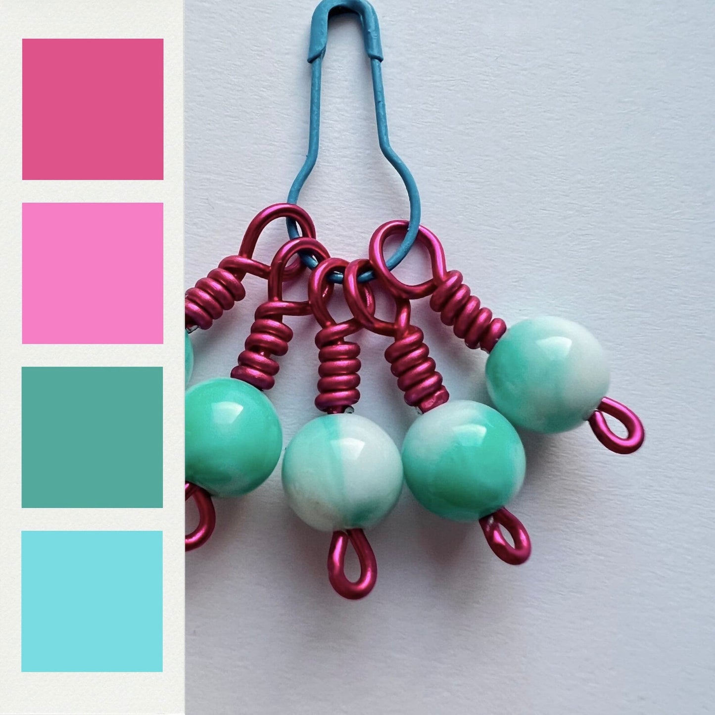 Pink and Blue Stitch Markers by RosyRetro - Gumball Pop Mint