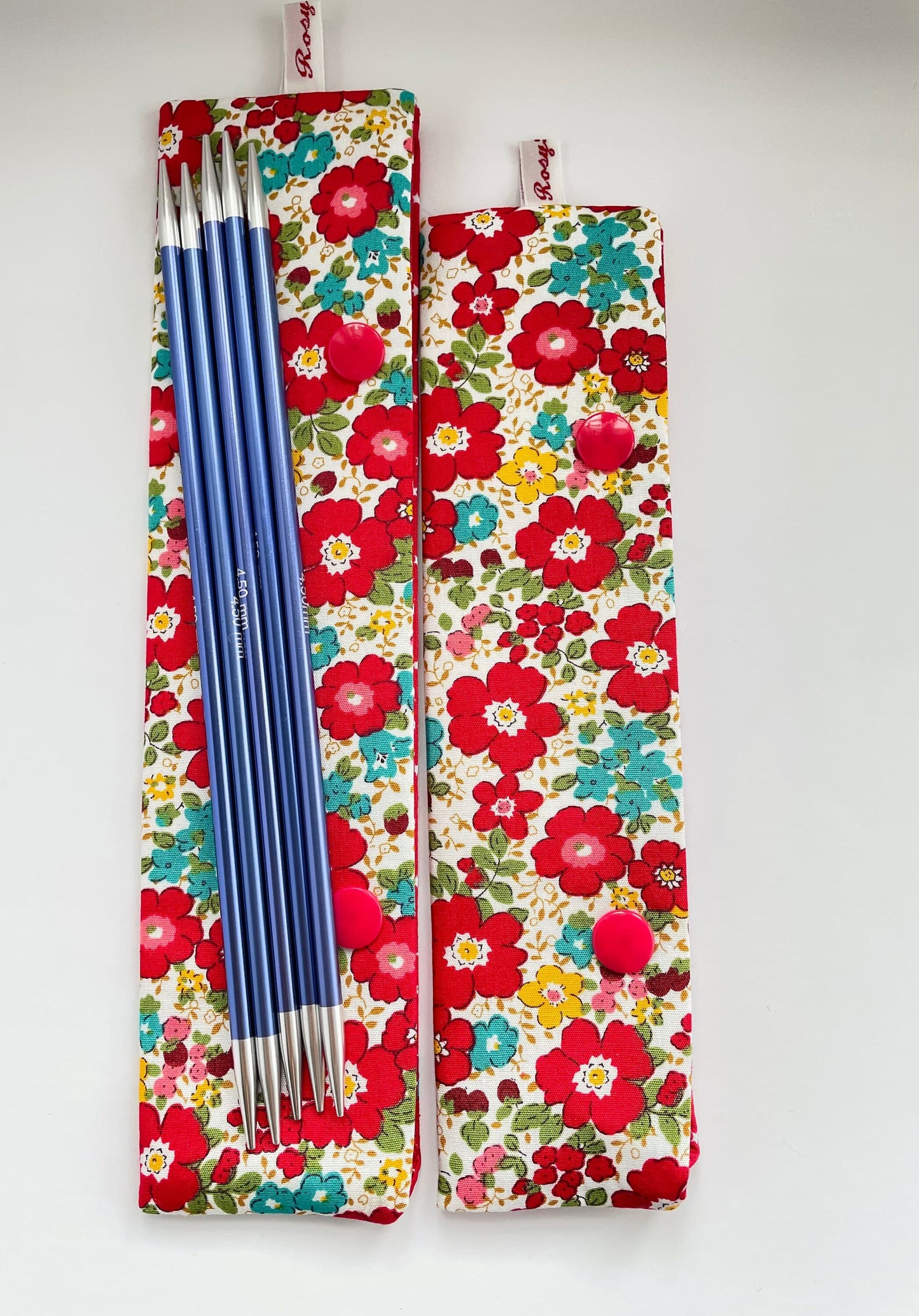 Floral Sock Knitting Needle Storage Case with Snaps - Spanish Summer