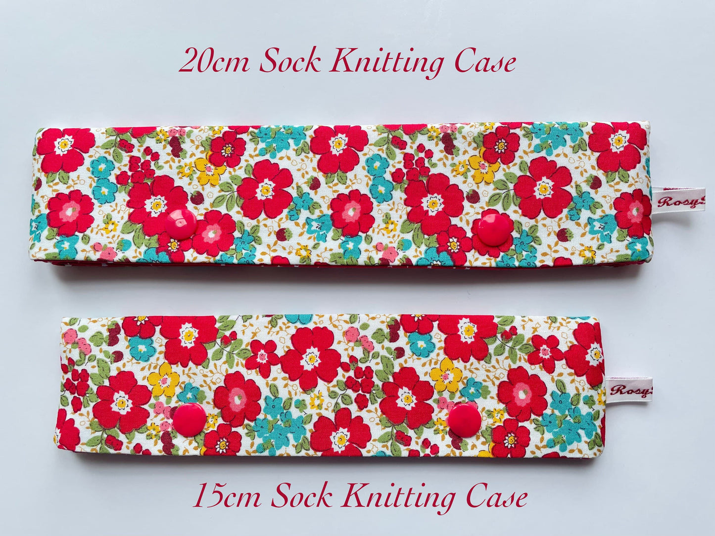 Floral Sock Knitting Needle Storage Case with Snaps - Spanish Summer