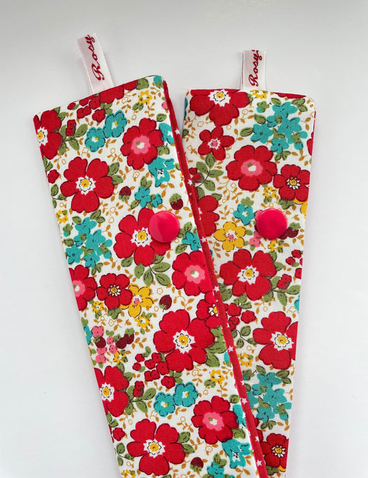 Floral Sock Knitting Needle Storage Case with Snaps - Spanish Summer