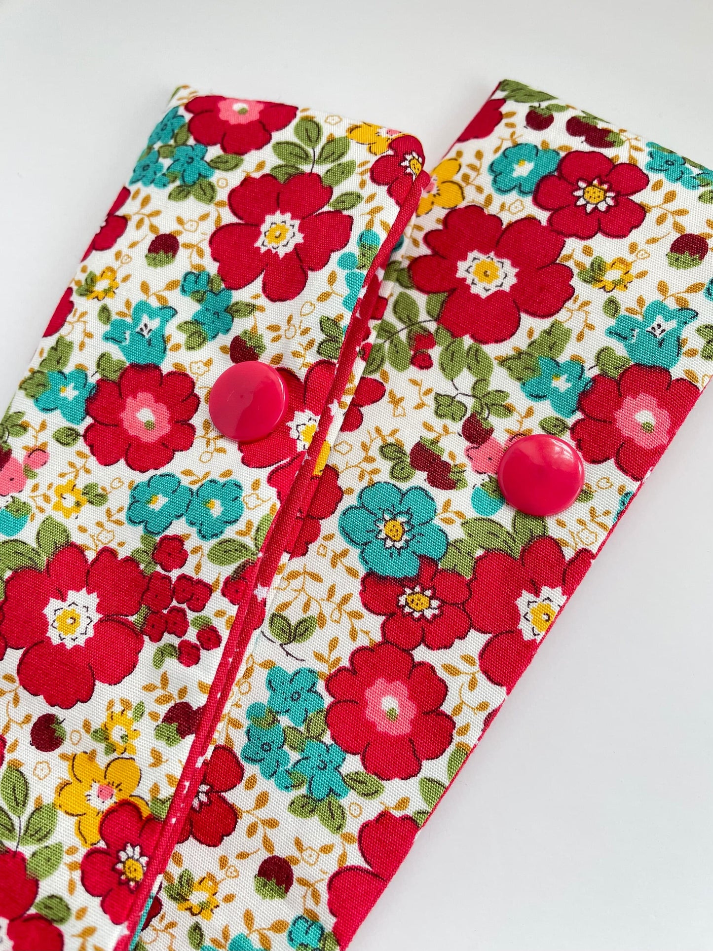 Floral Sock Knitting Needle Storage Case with Snaps - Spanish Summer