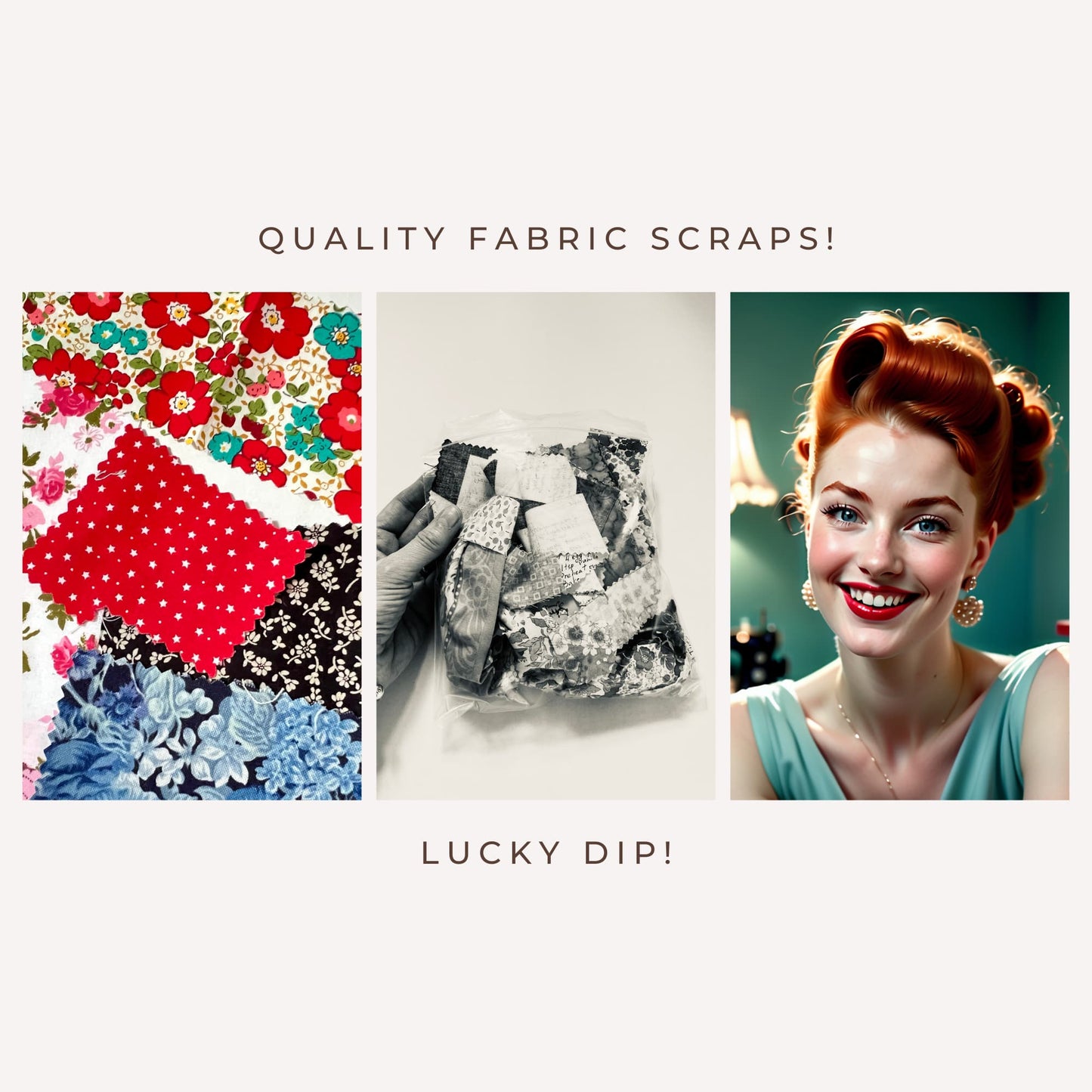 Fabric Scraps Bag, Lucky Dip, Perfect for Quilting , Dolls Clothes and Patchwork