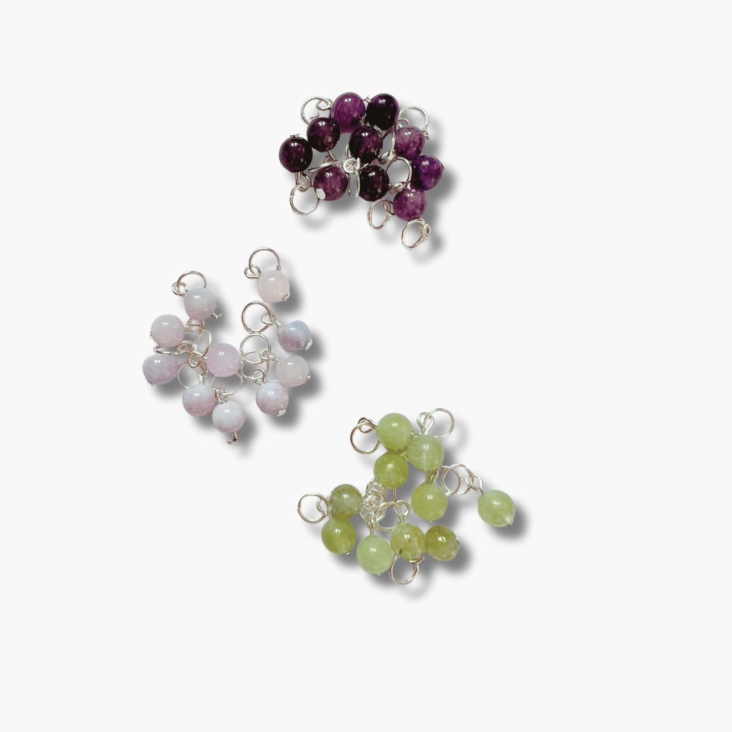 Gemstone Stitch Markers 3mm - Amethyst & Amazonite Beads for Knitting