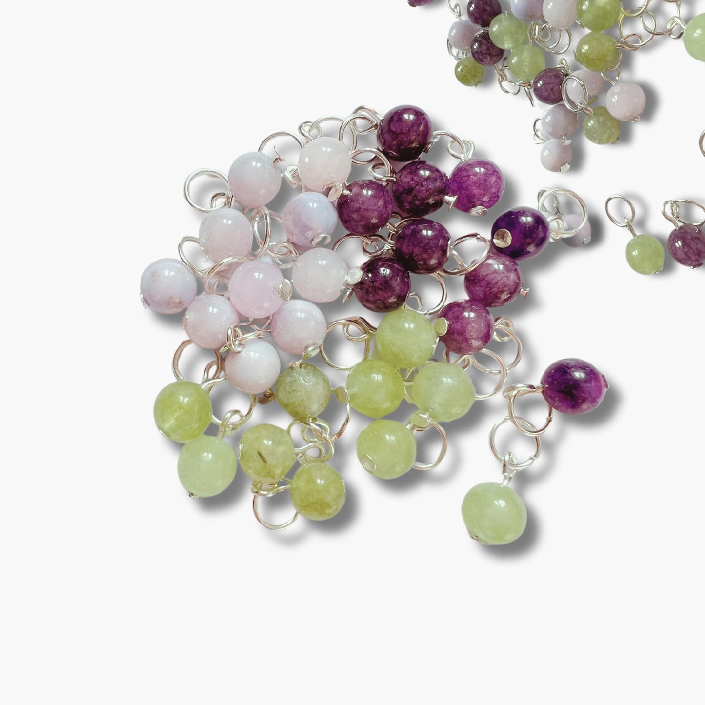 Gemstone Stitch Markers 3mm - Amethyst & Amazonite Beads for Knitting