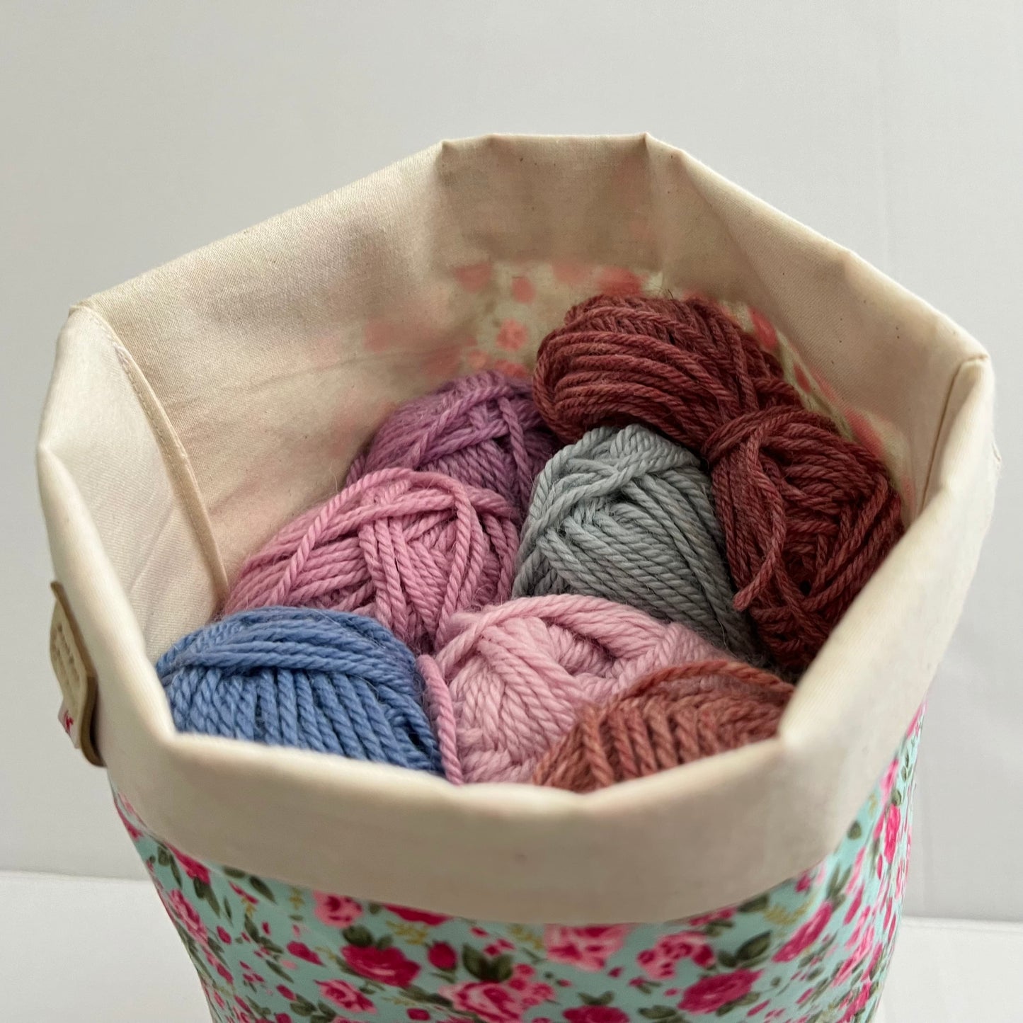 Storage basket, Craft tub for Knitting and Crochet Projects- MINT ROSE