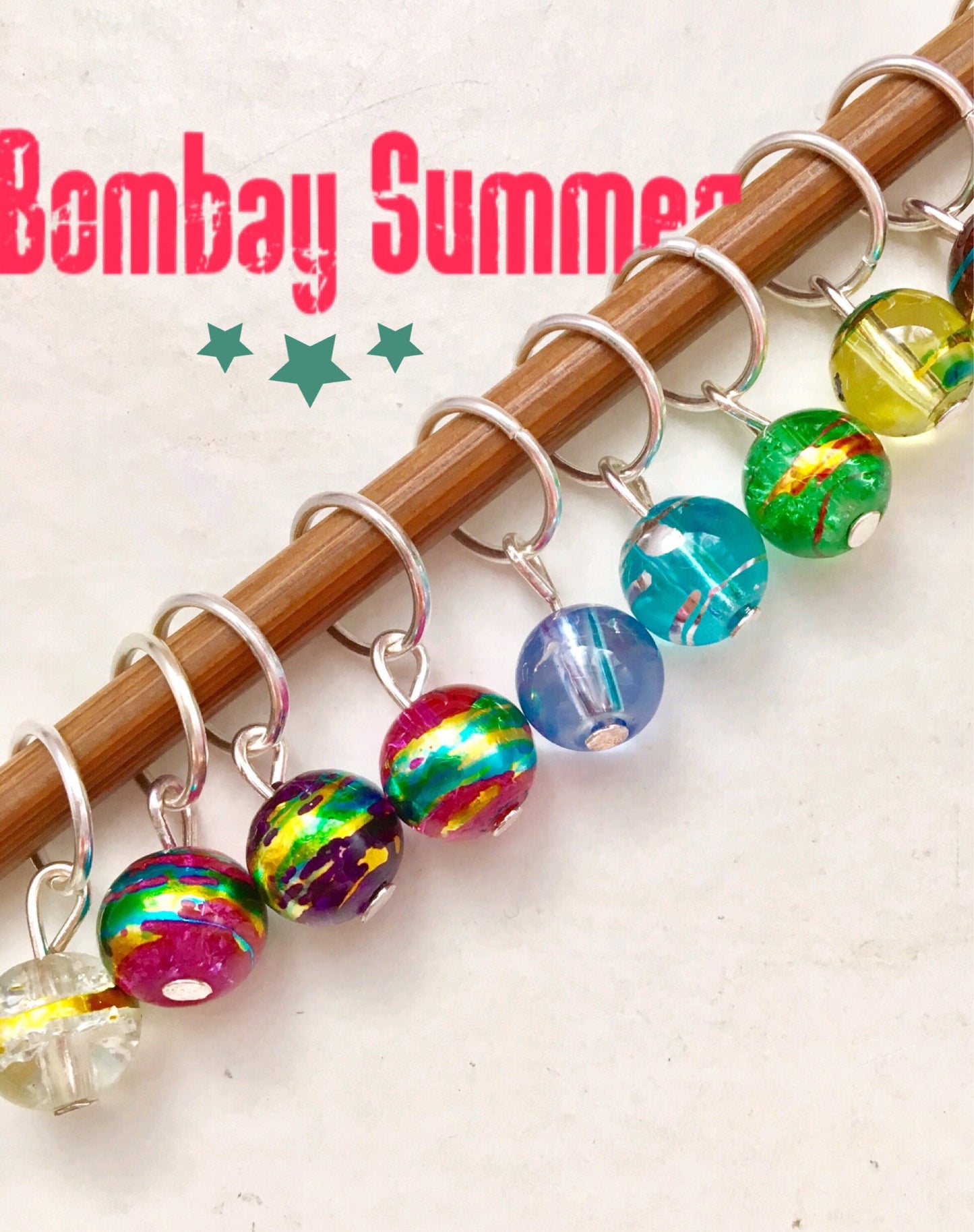 Rainbow Knitting Stitch Markers, Glass - Bombay Summer