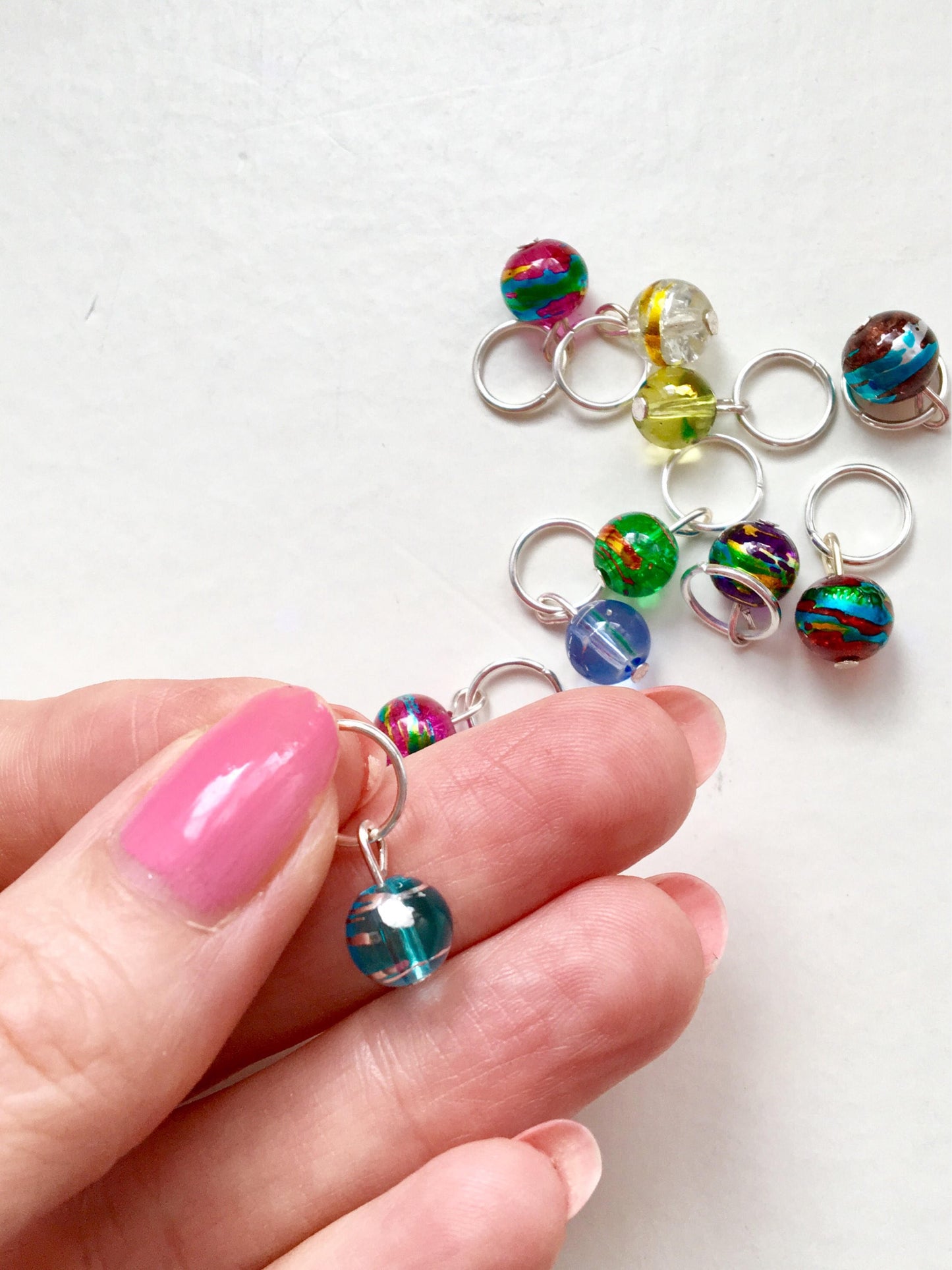 Rainbow Knitting Stitch Markers, Glass - Bombay Summer