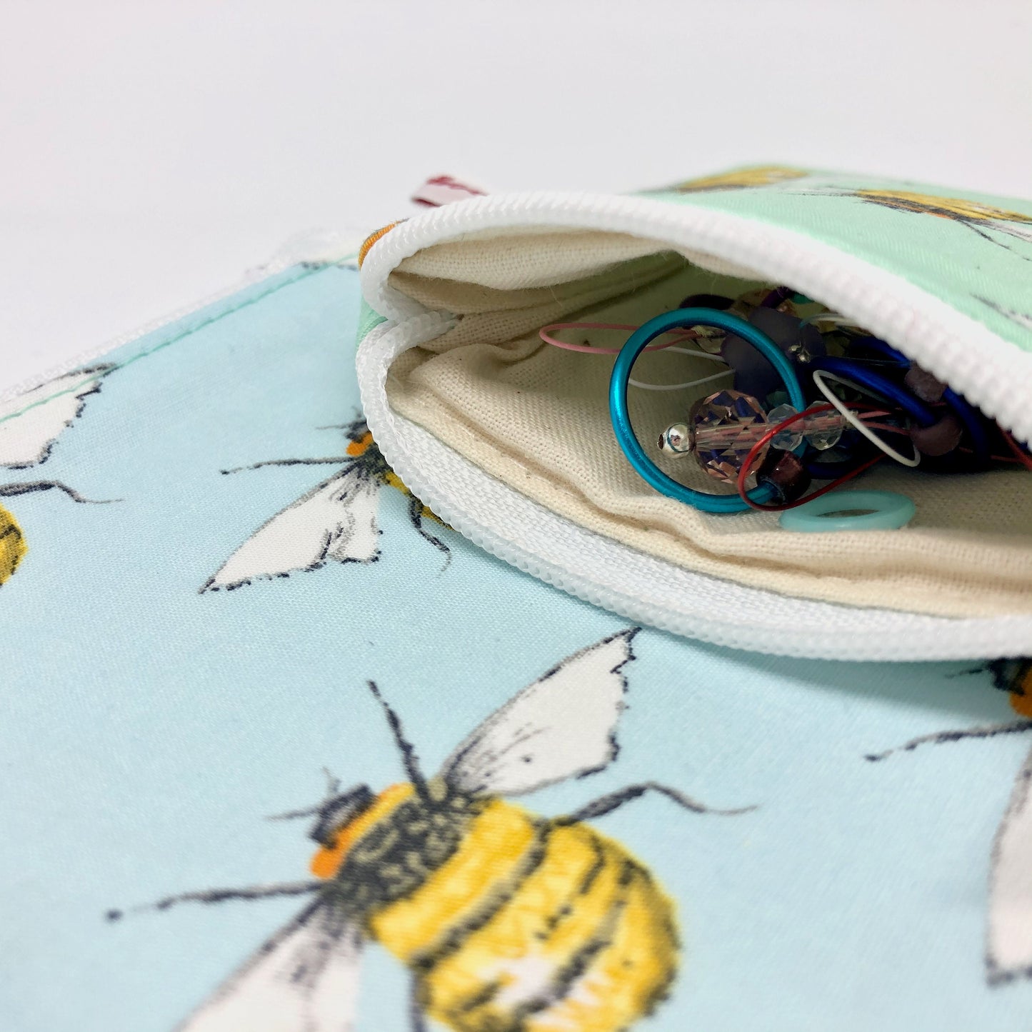 Mini Notions Cases in Mint or Blue - Handmade Zippered Pouch for Stitch Markers