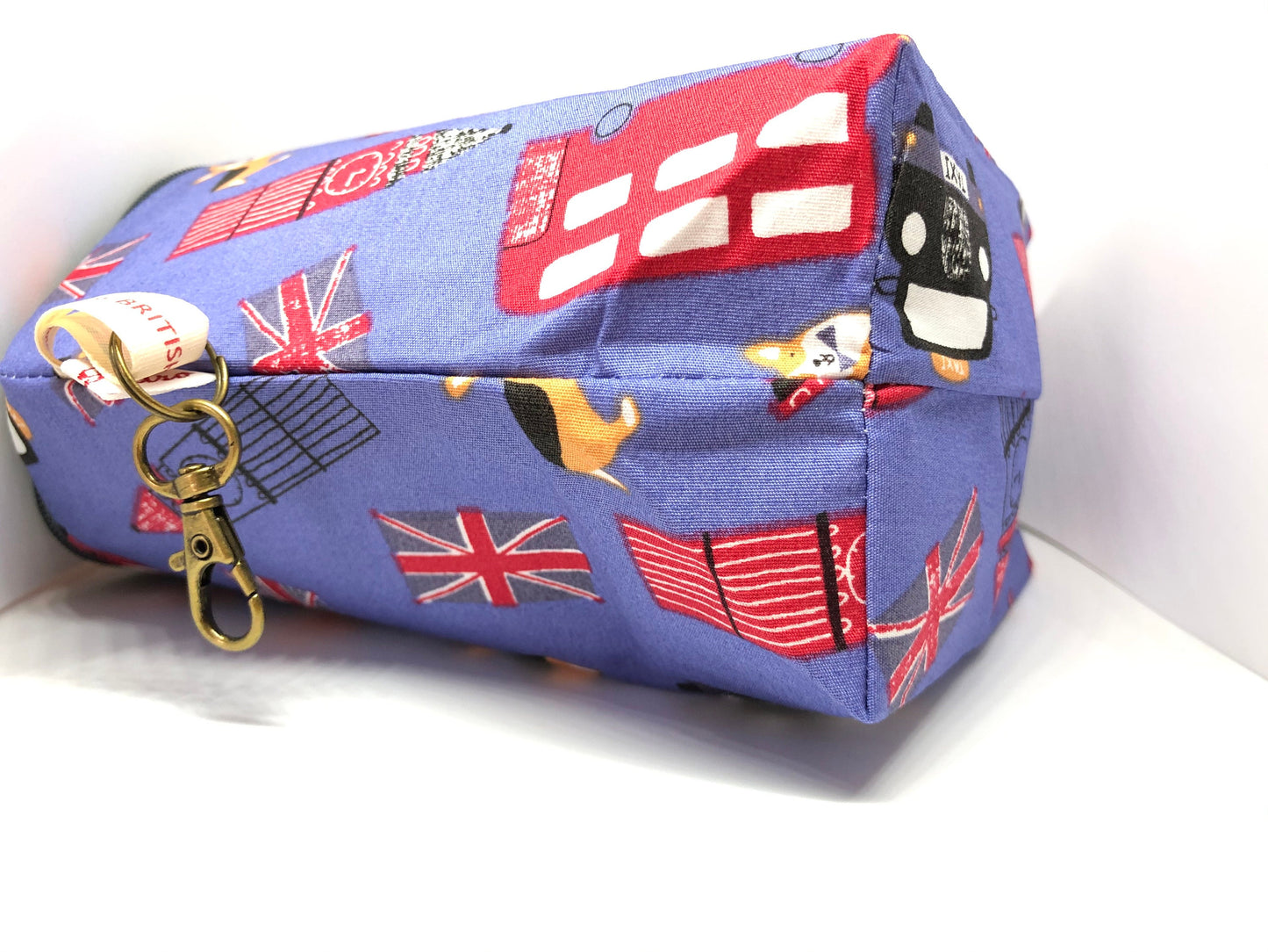 Handmade Retro London Corgi Notions Bag - Red White & Blue