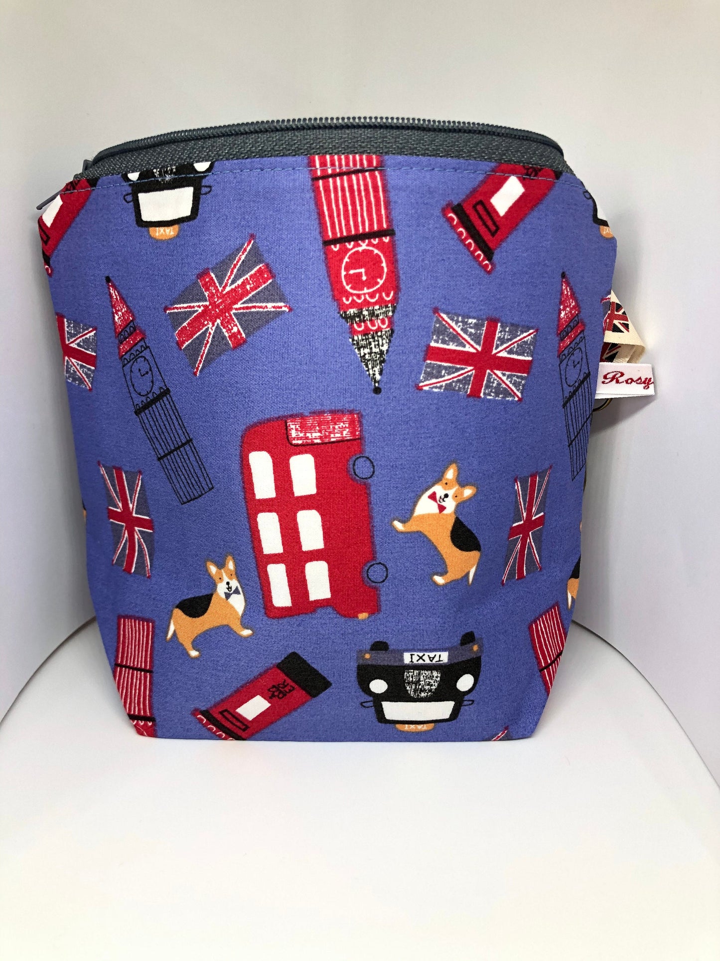 Handmade Retro London Corgi Notions Bag - Red White & Blue