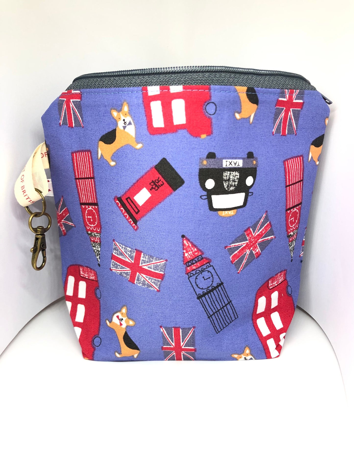 Handmade Retro London Corgi Notions Bag - Red White & Blue