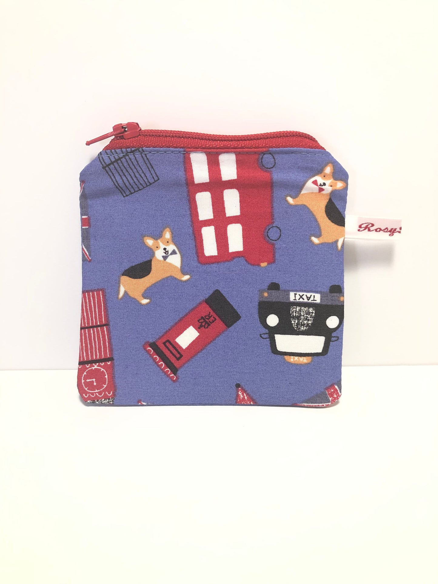 Handmade Retro London Corgi Notions Pouch - Red White & Blue