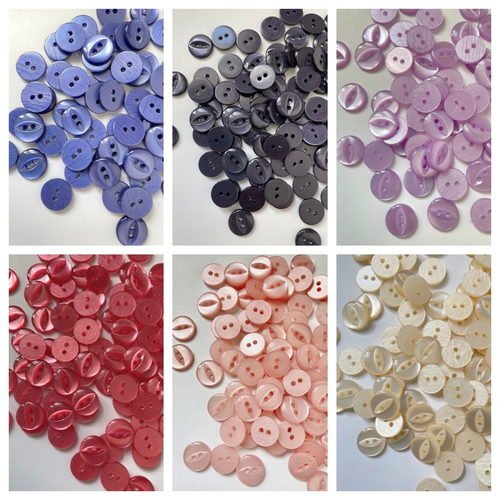 Fisheye buttons 12mm,  -  Assorted