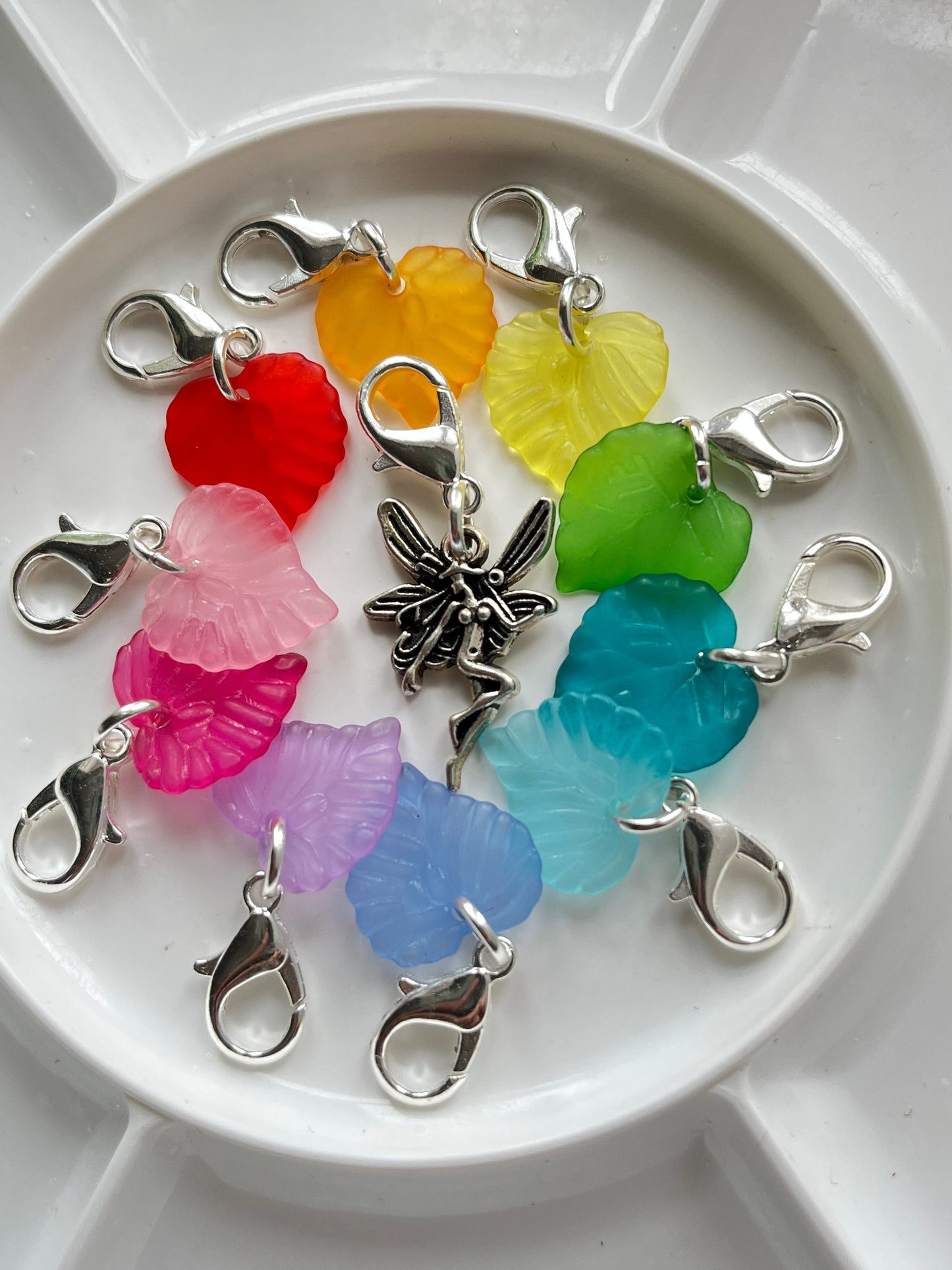 Fall-Themed Crochet Stitch Markers - Leaf, and Fairy Charms