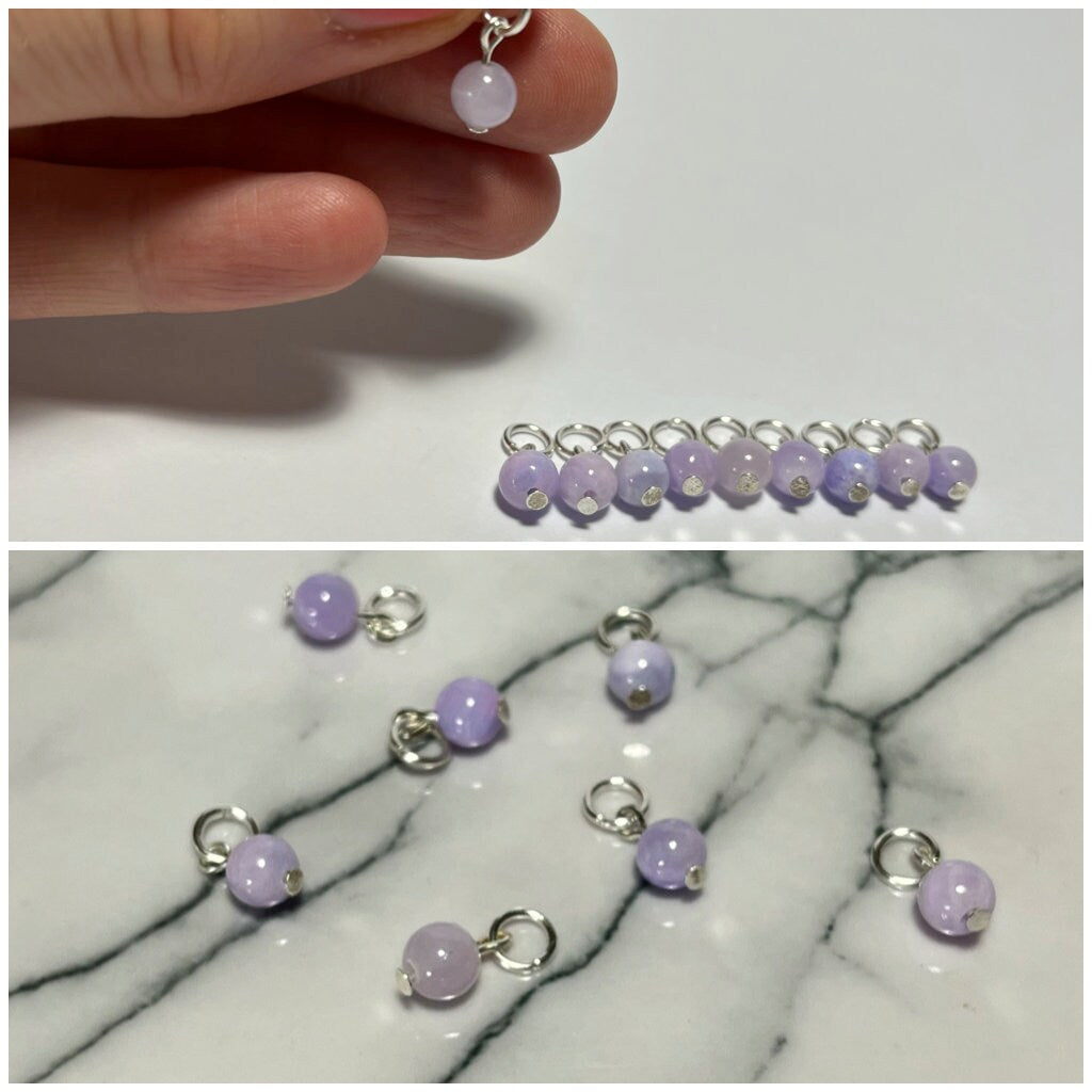 Gemstone Stitch Markers 3mm - Amethyst & Amazonite Beads for Knitting