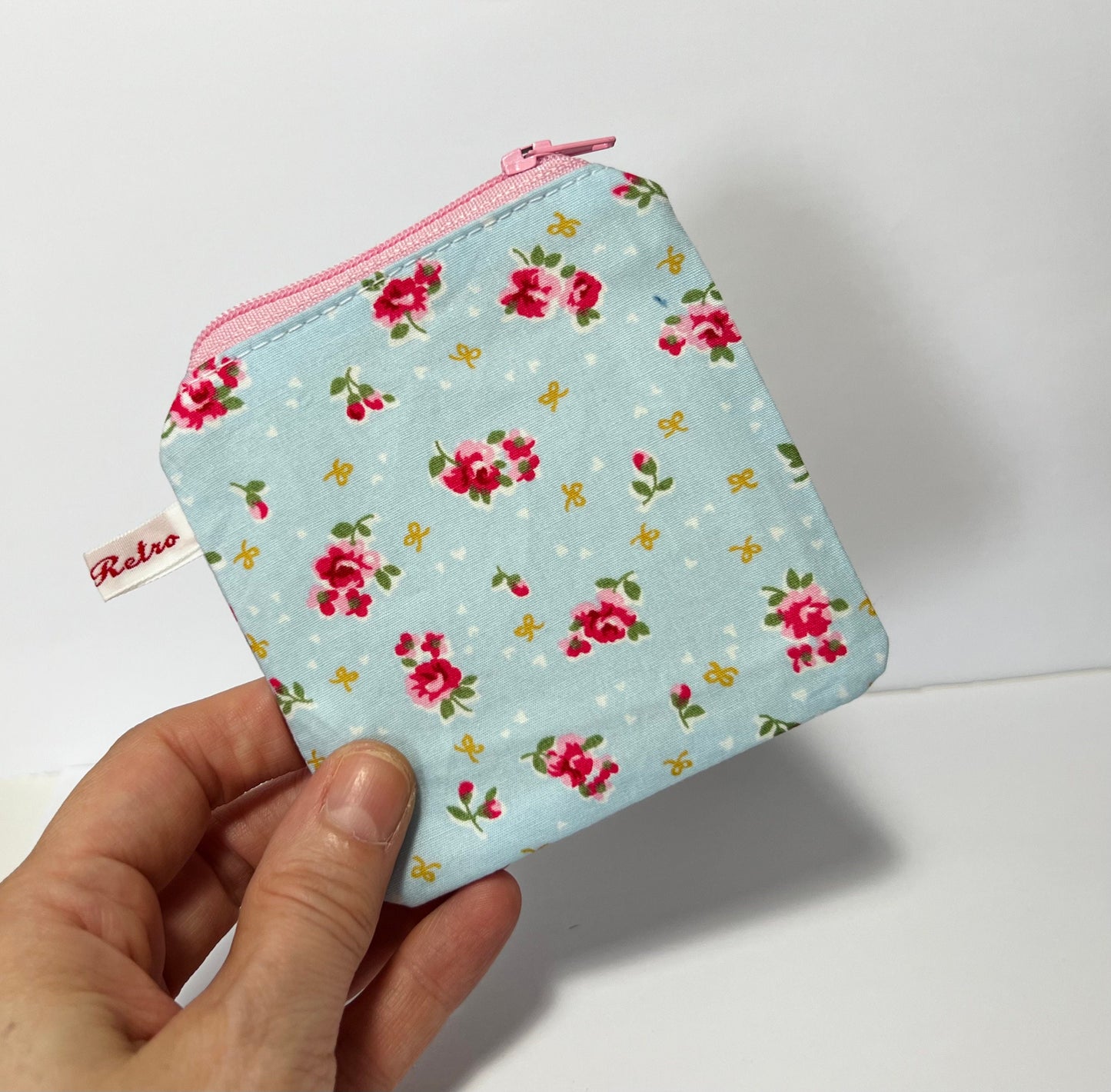 Pale Blue Mini Floral Rose Knitting Case for Portable Projects