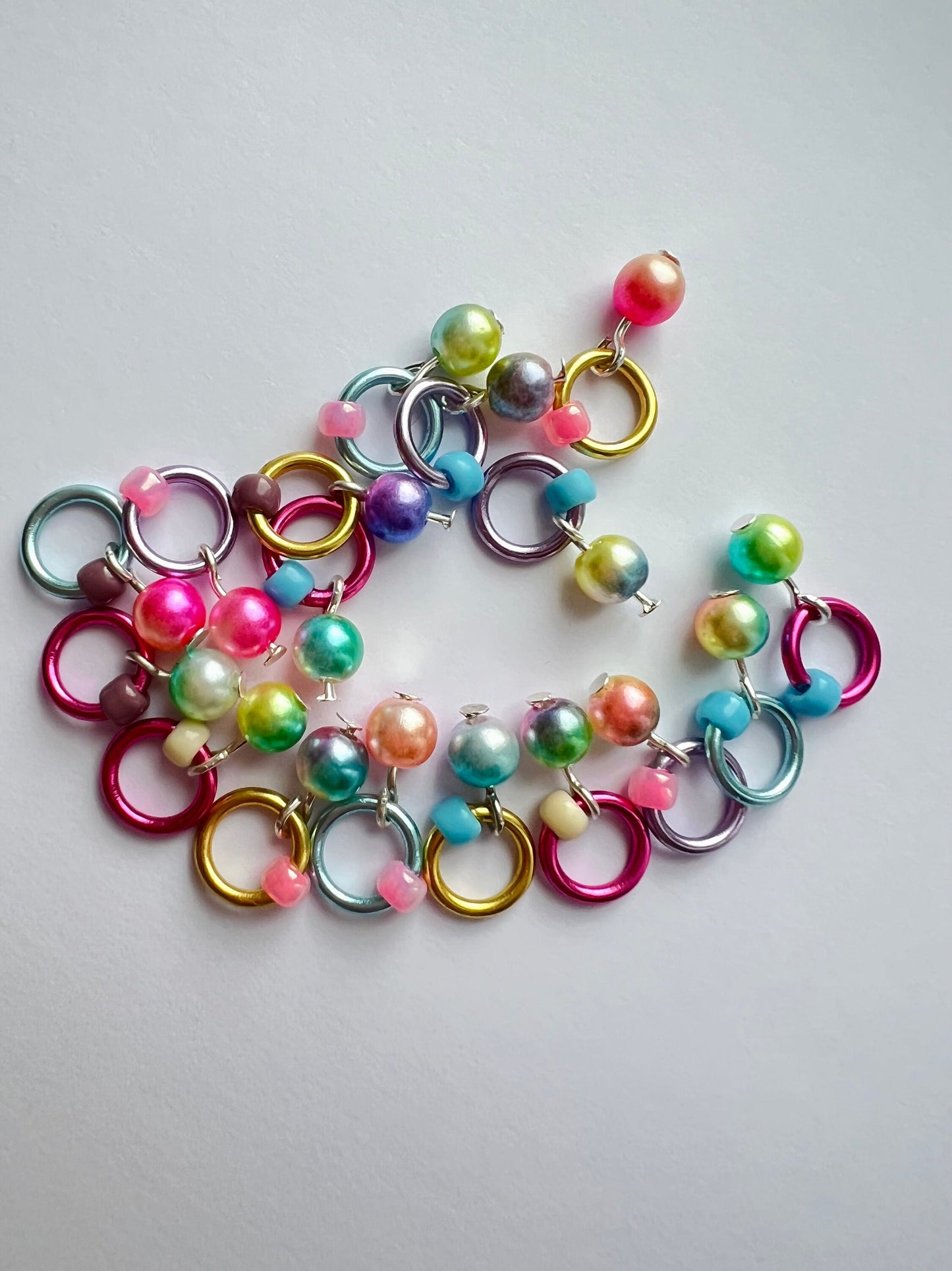 Knitting Stitch Markers in Rainbow Pastels, Snag Free - Unicorn Tears