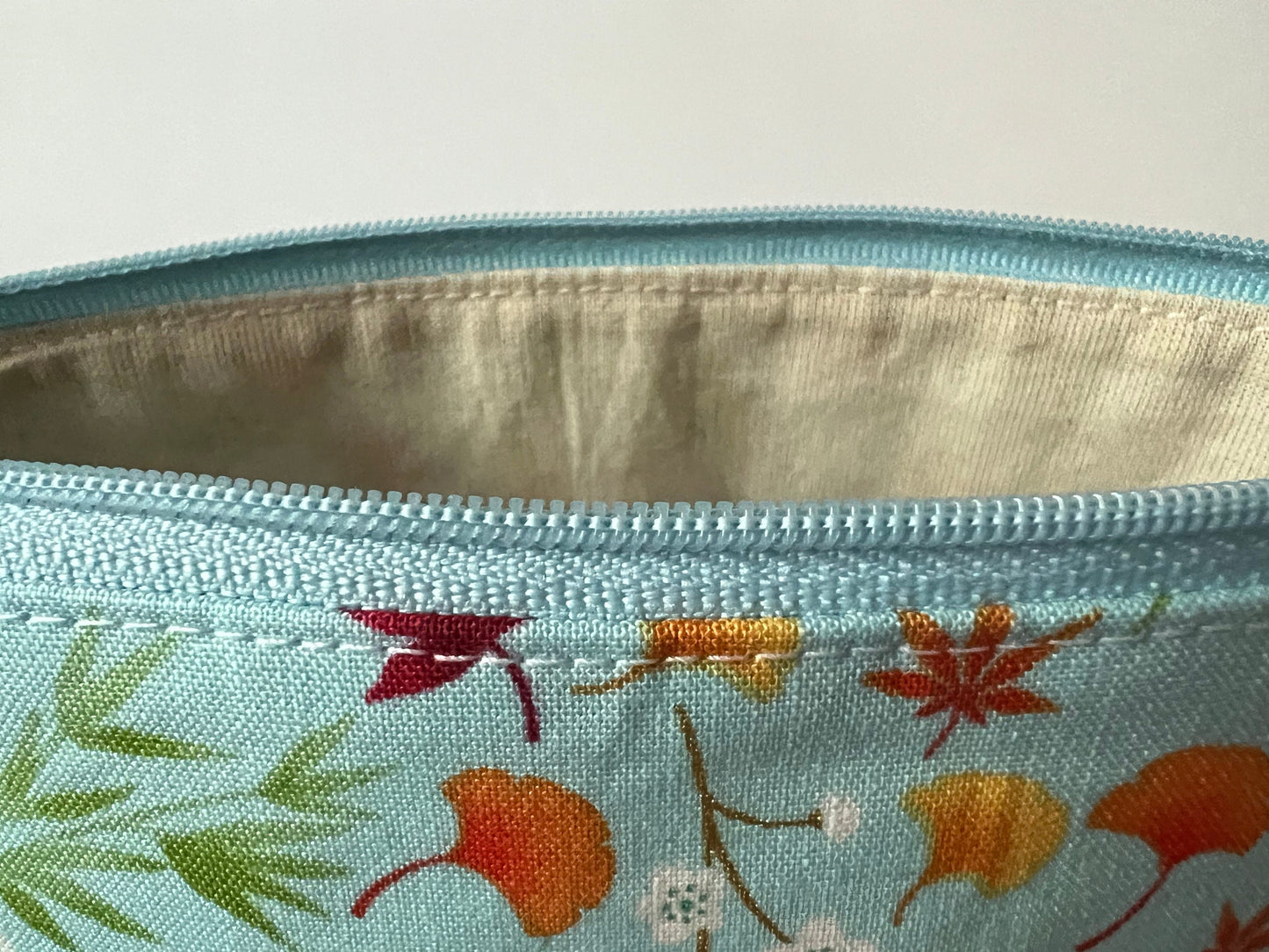 Leaf Print Knitting Bag - Embossed Cotton Fall Notions Case