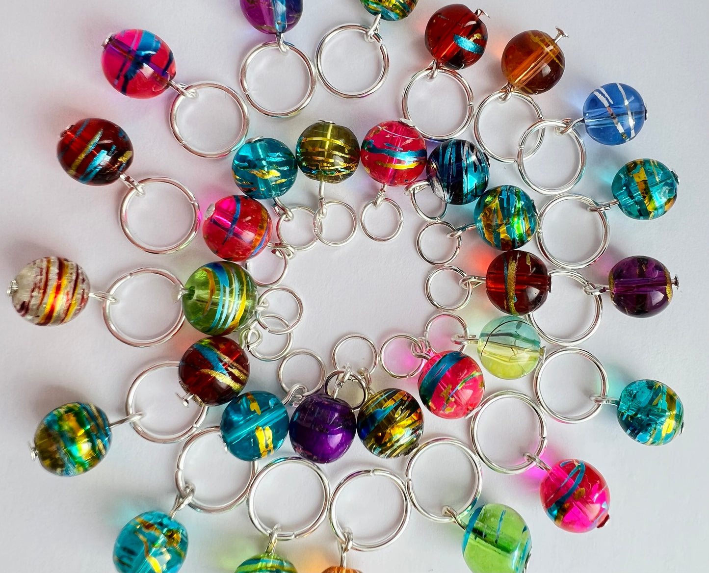 Rainbow Knitting Stitch Markers, Glass - Bombay Summer