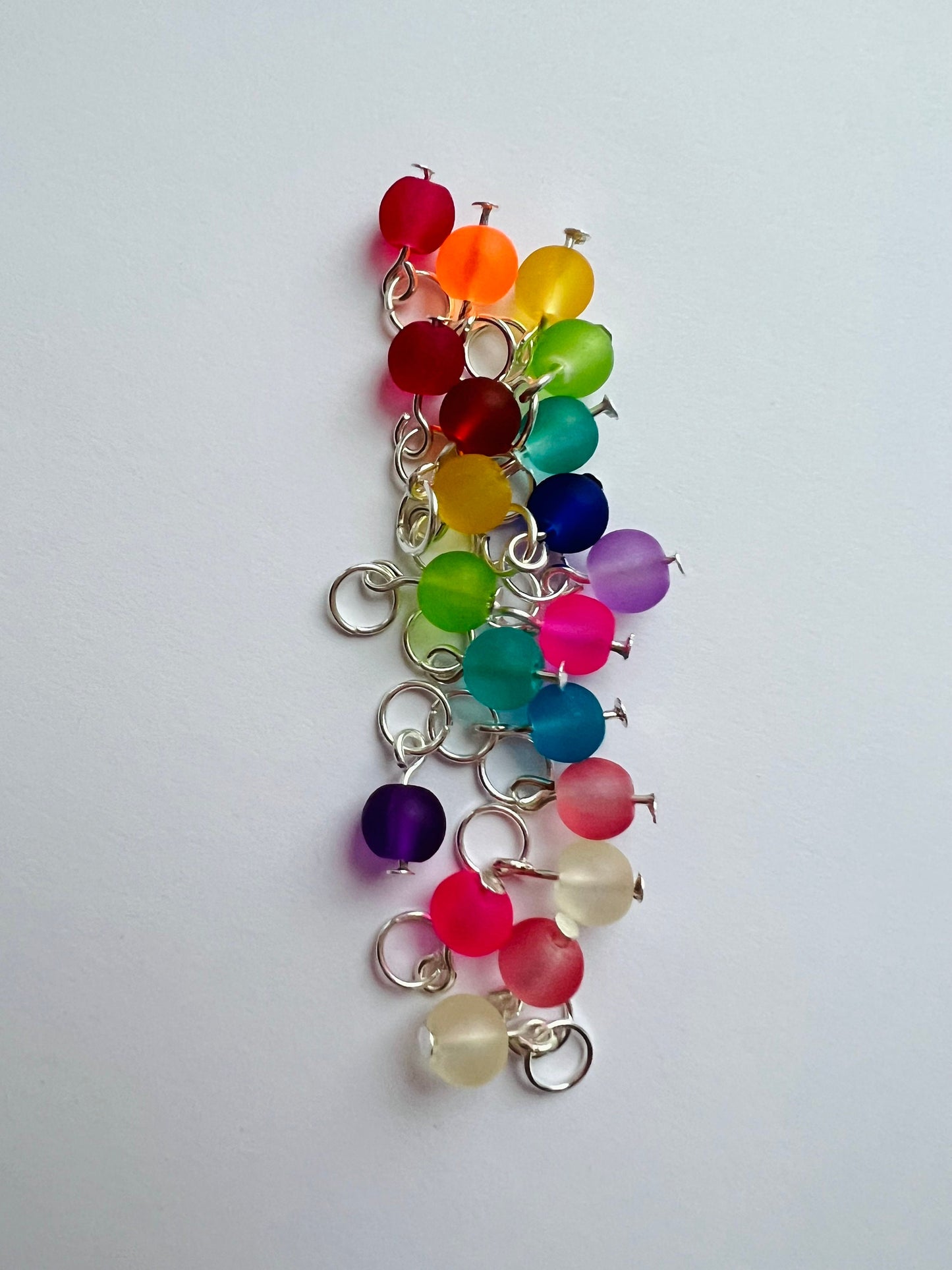 Frosted Glass Mini Stitch Markers - Handmade in Assorted Colors