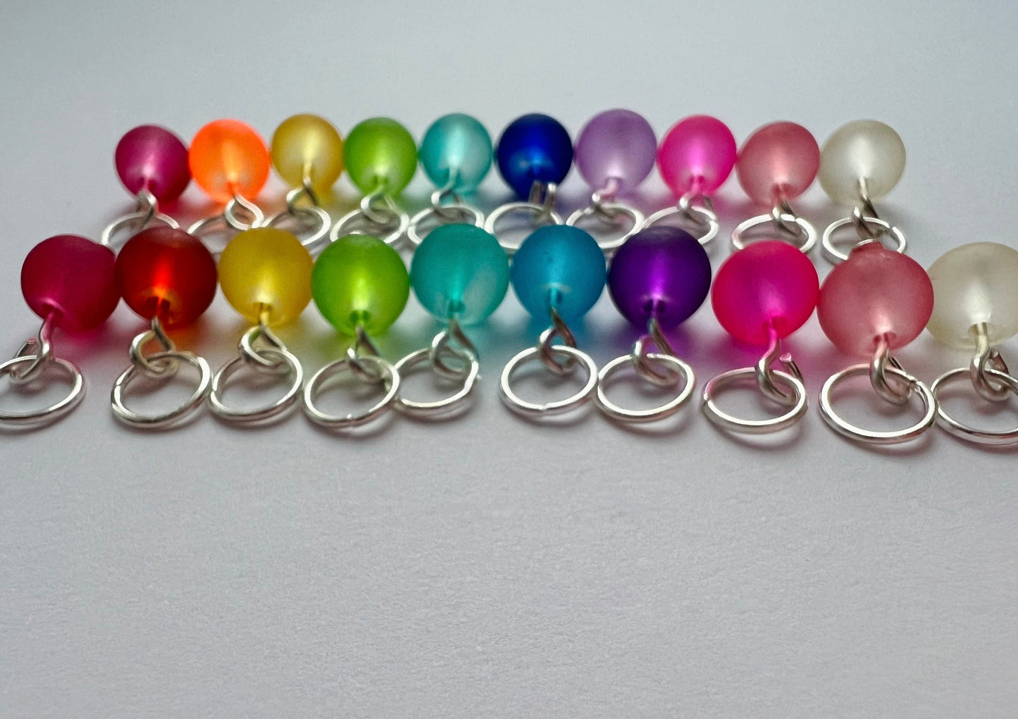 Frosted Glass Mini Stitch Markers - Handmade in Assorted Colors