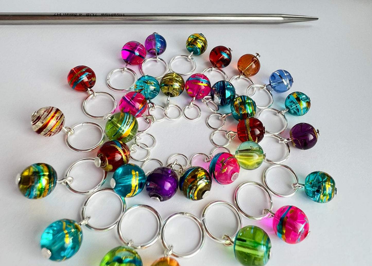 Rainbow Knitting Stitch Markers, Glass - Bombay Summer