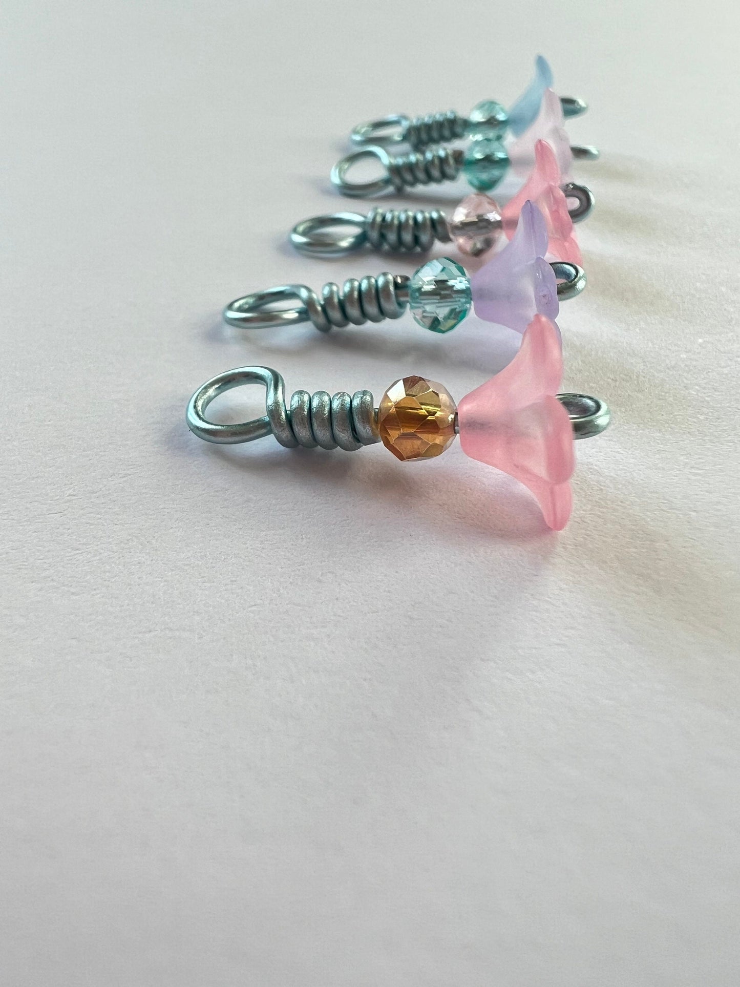 Pastel Flower Wire Wrapped Knitting Stitch Markers - Blossom Flutter