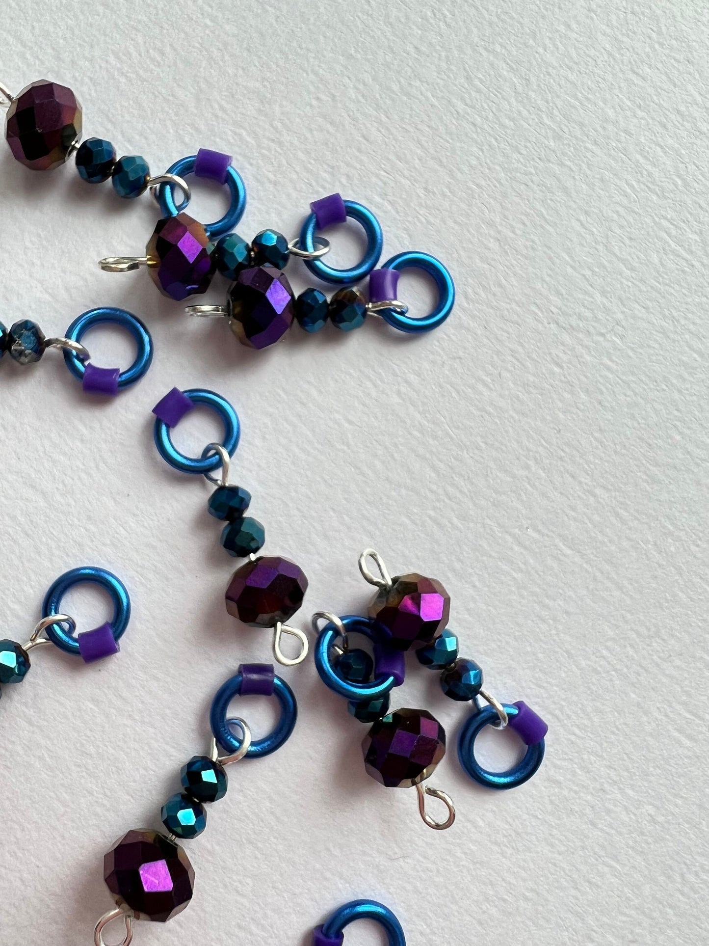 Purple Crystal Stitch Markers for Sock & Lace Knitting - Midnight