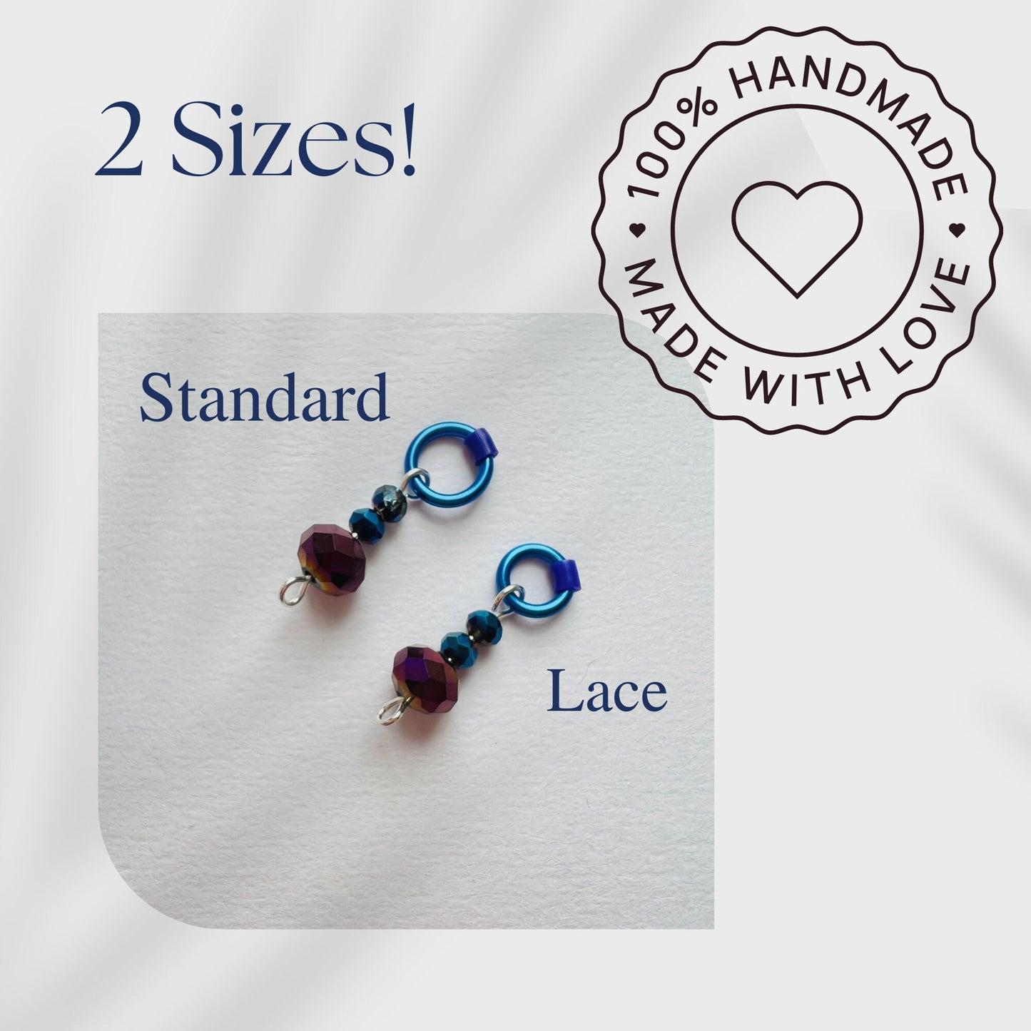 Purple Crystal Stitch Markers for Sock & Lace Knitting - Midnight