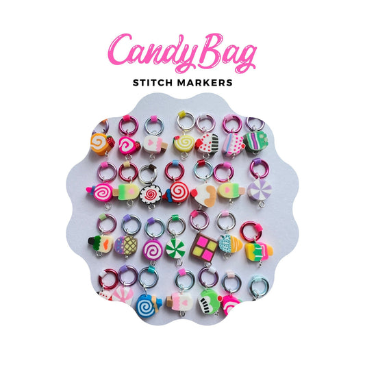 Candy Stitch Markers for Knitting,  Snag-Free Knitting Rings - Candy Bag