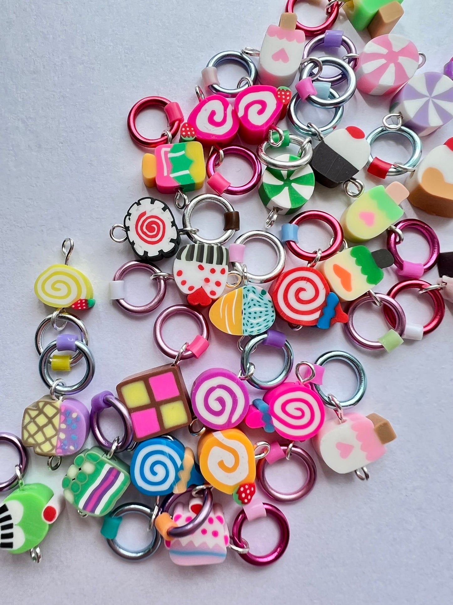 Candy Stitch Markers for Knitting,  Snag-Free Knitting Rings - Candy Bag