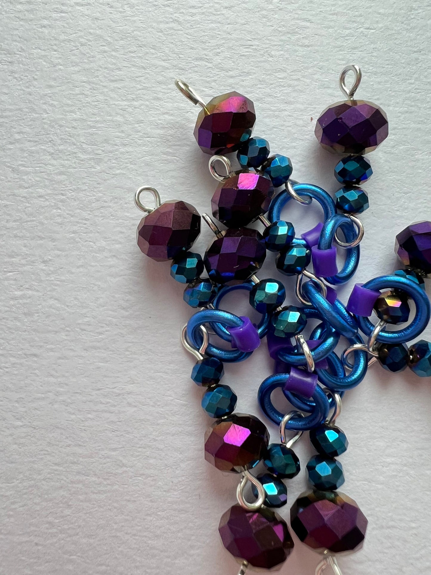 Purple Crystal Stitch Markers for Sock & Lace Knitting - Midnight