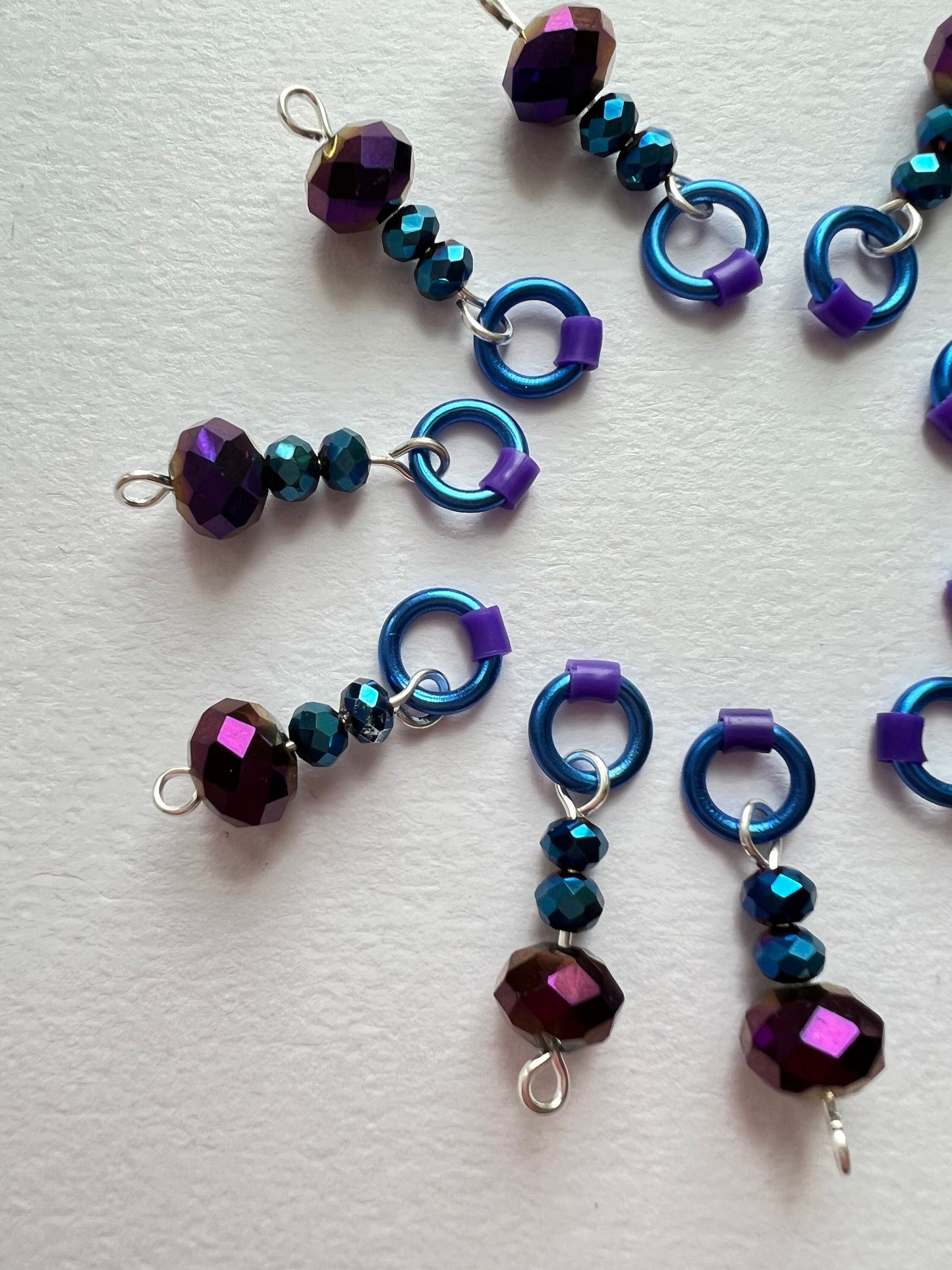 Purple Crystal Stitch Markers for Sock & Lace Knitting - Midnight