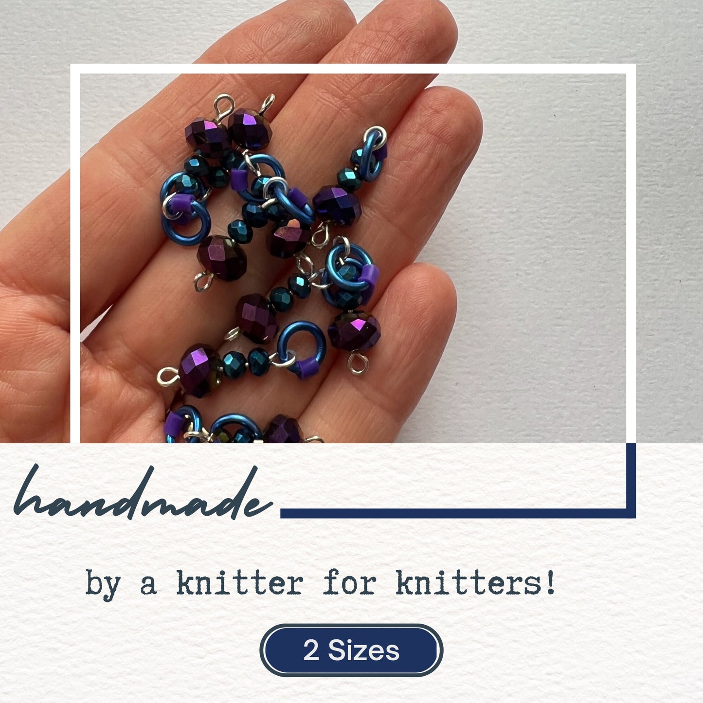 Purple Crystal Stitch Markers for Sock & Lace Knitting - Midnight