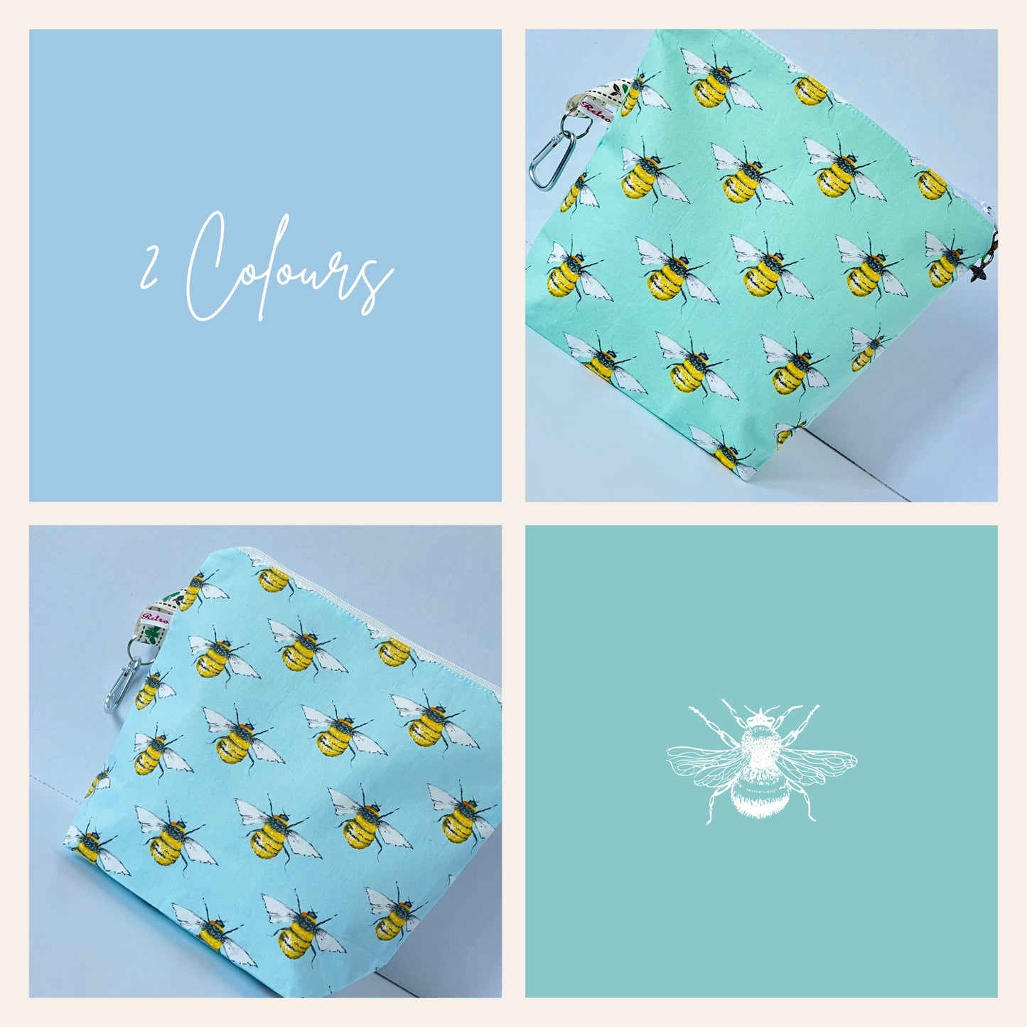 Bumblebee Print Knitting Project Bag - Summer Bee Fabric with Free Stitch Marker Zipper - Busy Bee