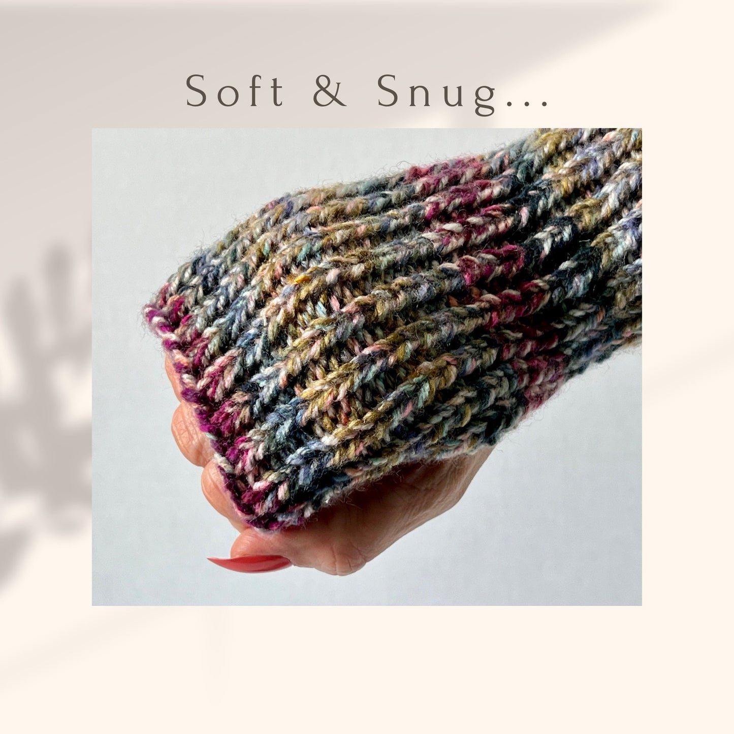 Handknit Ribbed Fingerless Gloves - Heathered Tweed