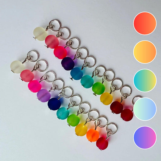 Frosted Glass Mini Stitch Markers - Handmade in Assorted Colors