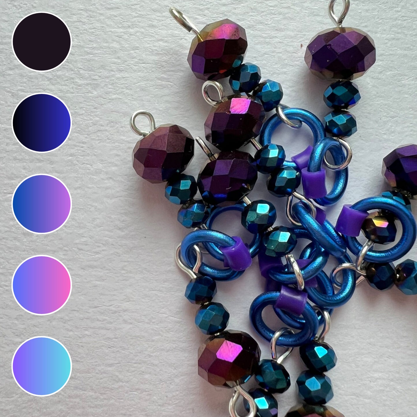 Purple Crystal Stitch Markers for Sock & Lace Knitting - Midnight