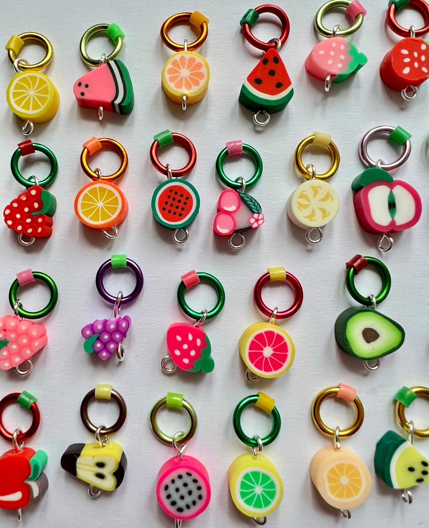 Fruit-Themed Knitting Stitch Markers - Fruit Charms - Fruit Salad Mix