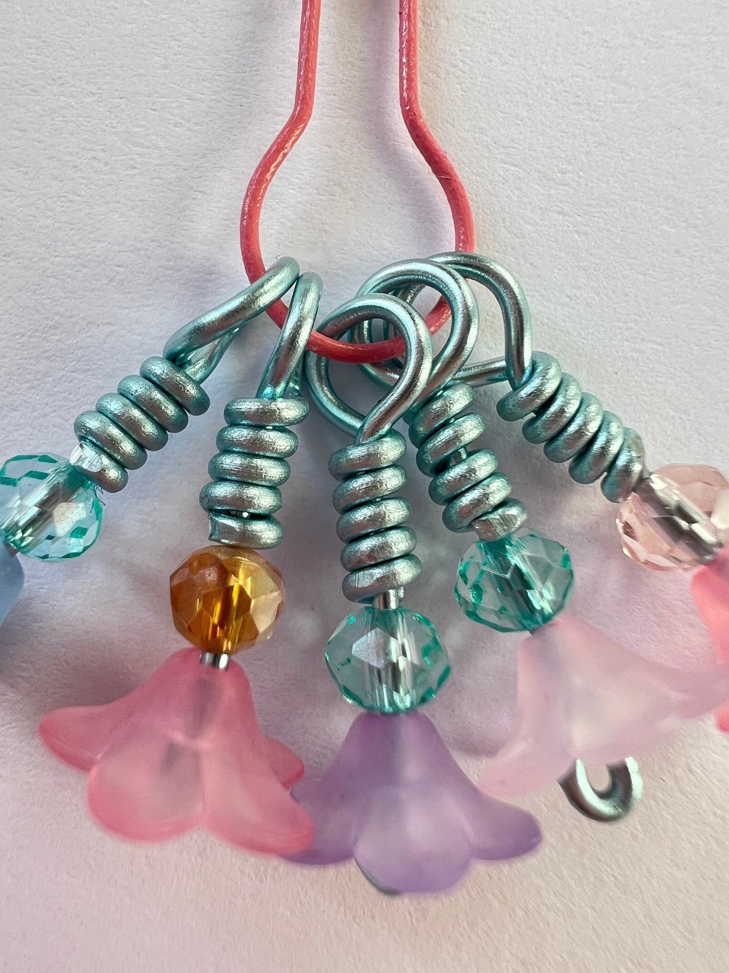 Pastel Flower Wire Wrapped Knitting Stitch Markers - Blossom Flutter