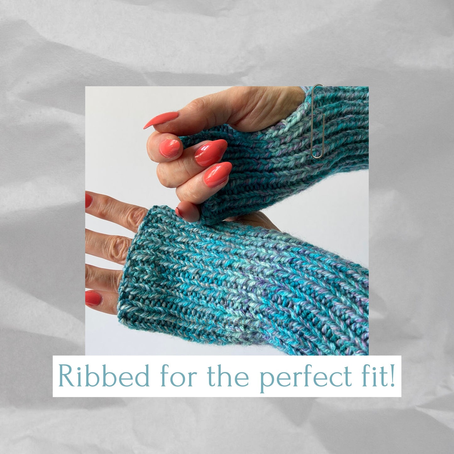 Handknit Fingerless Gloves, Ribbed - Knitting by RosyRetro® - Hush Puppy