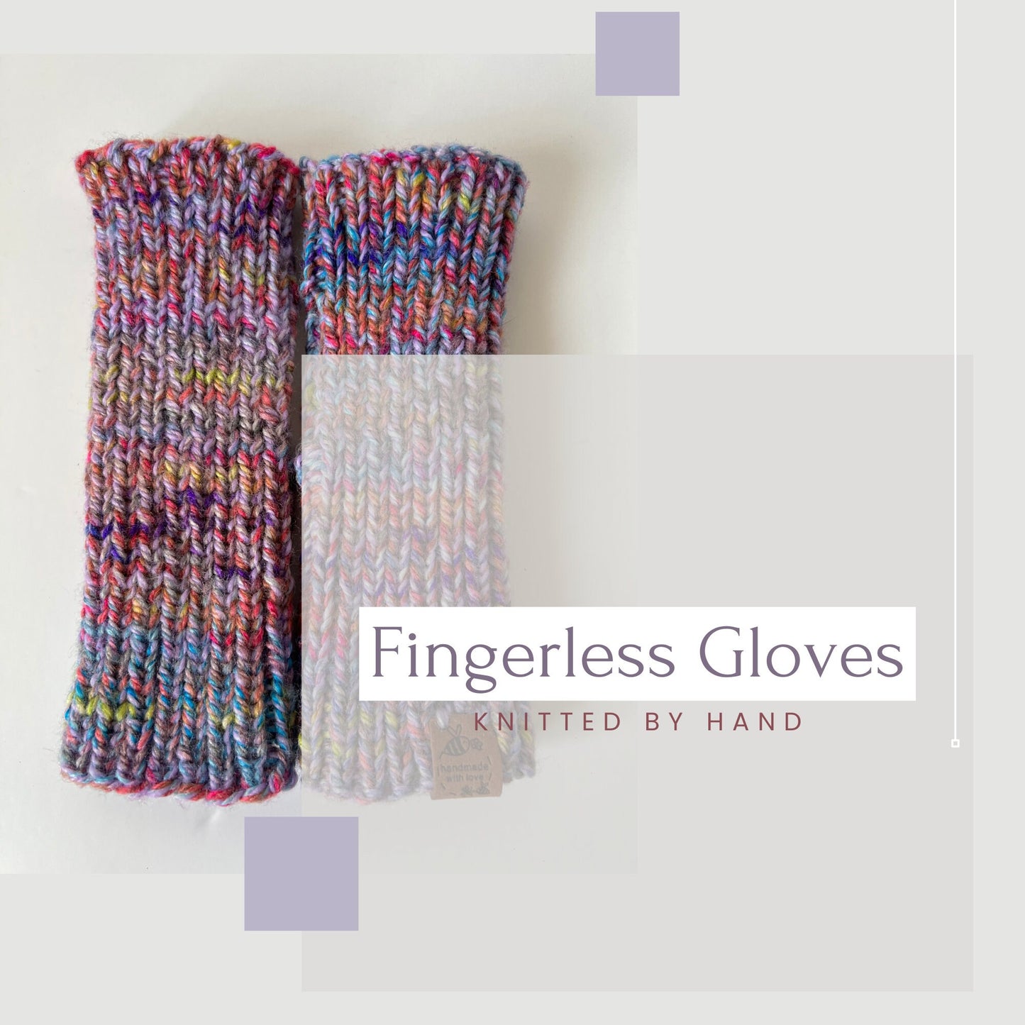 Hand knitted Gloves in Purple Tweed - Sugared Violet