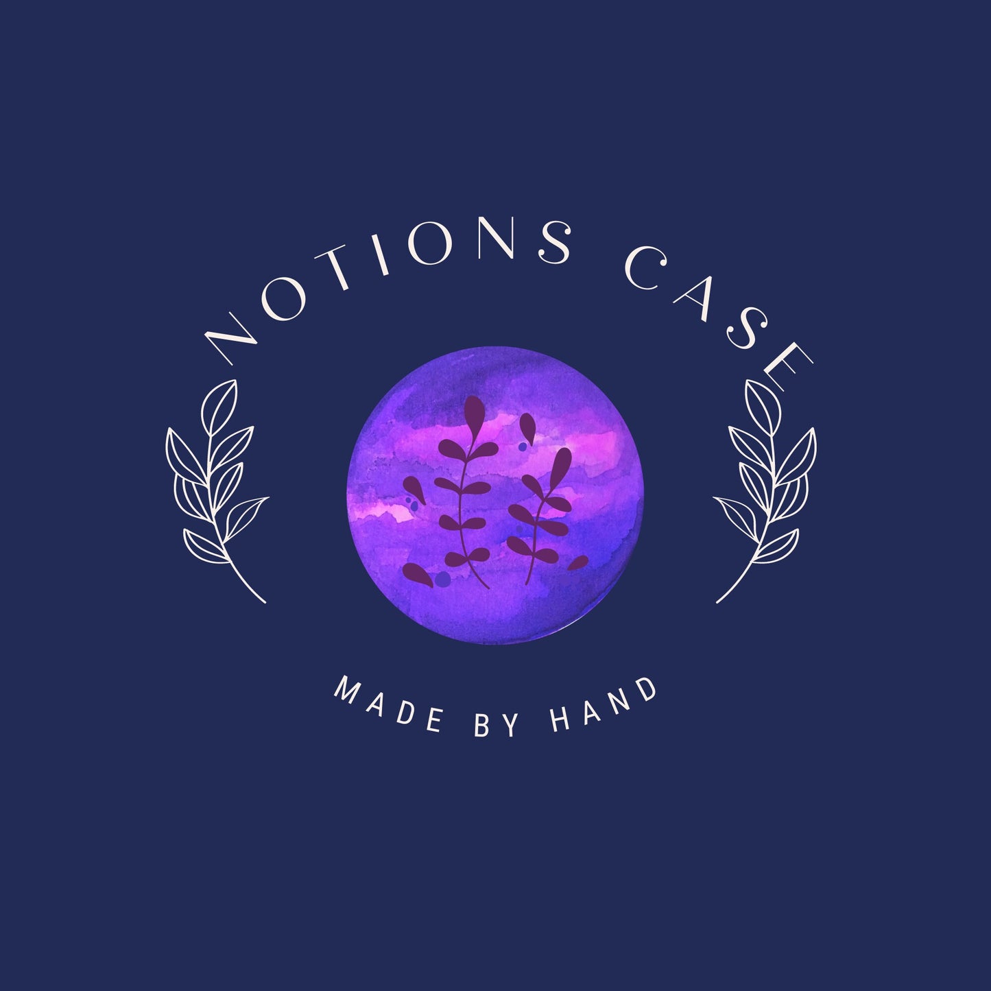 Navy Notions Case in 100% Cotton Batik Print  - Moonlit garden