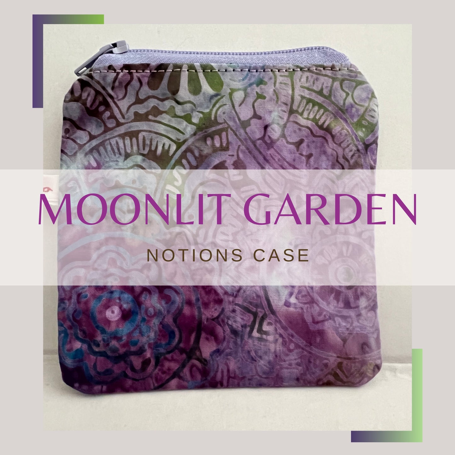 Navy Notions Case in 100% Cotton Batik Print  - Moonlit garden