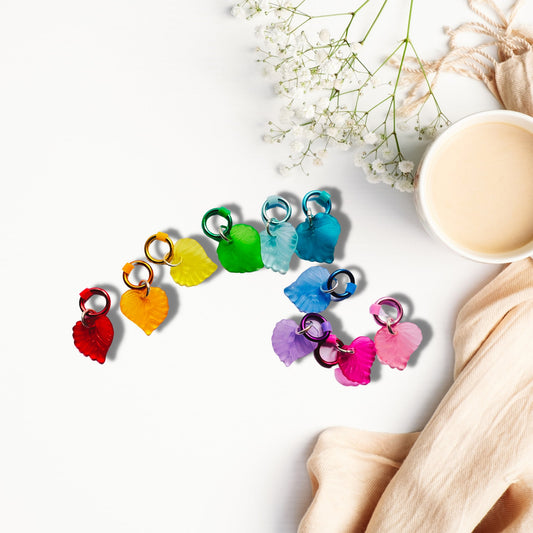 Leaf Stitch Markers , Rainbow Leaves - 3 Sizes