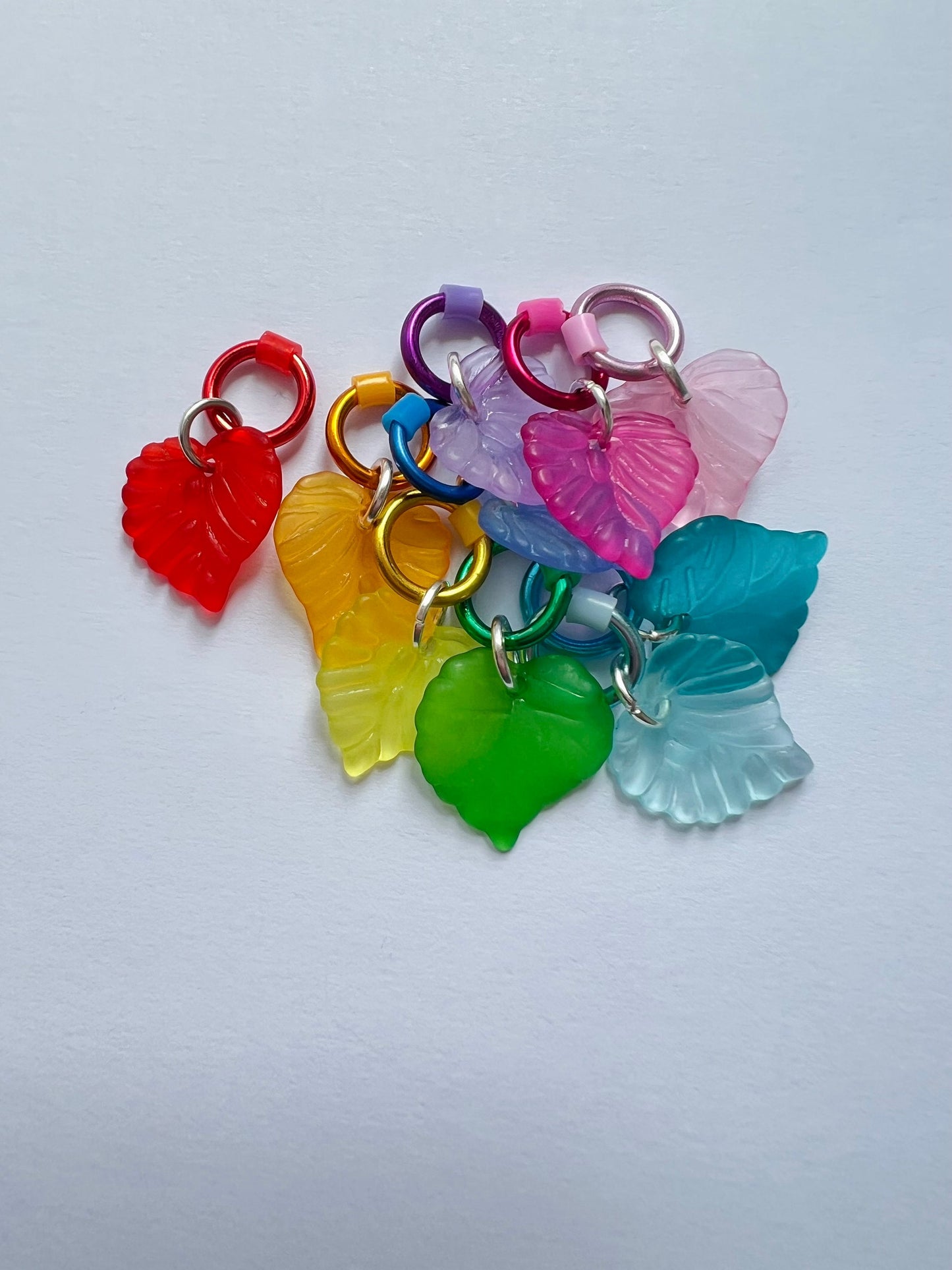 Leaf Stitch Markers , Rainbow Leaves - 3 Sizes